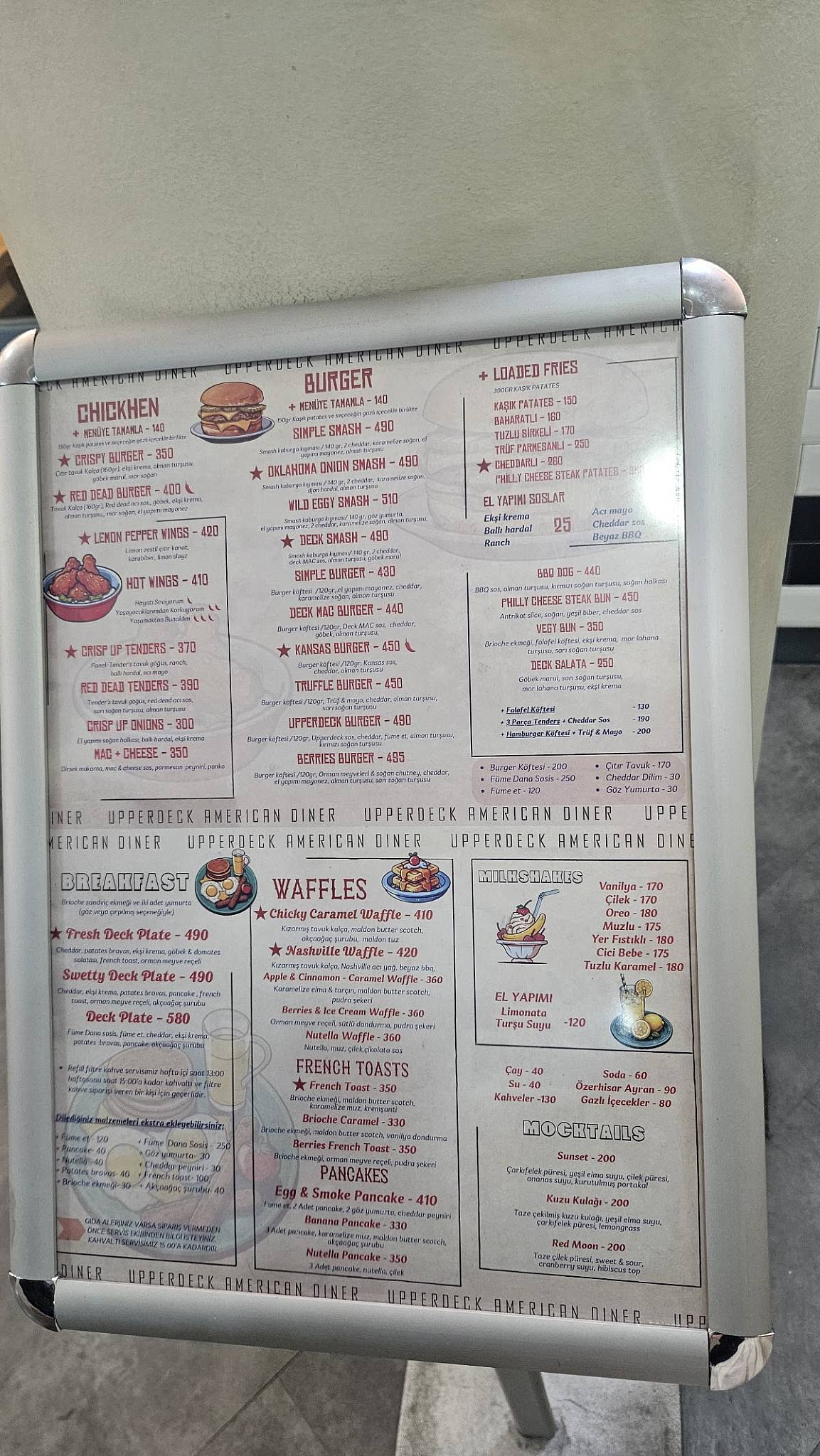 Upperdeck American Diner меню