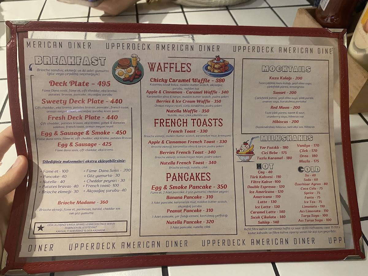 Upperdeck American Diner меню