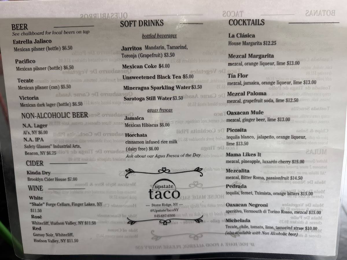 Upstate Taco меню