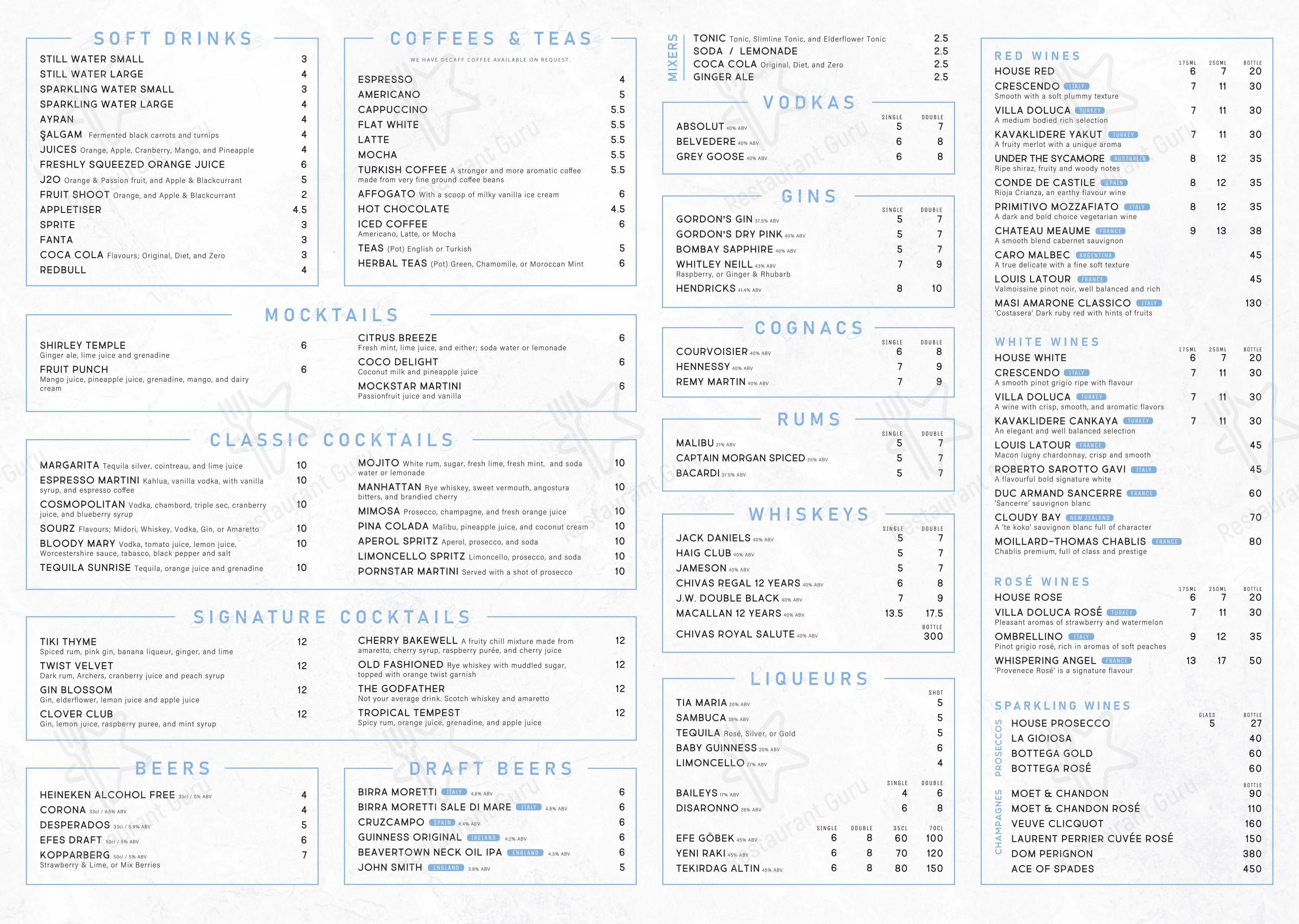 Меню ресторана Vaadi Mediterranean Restaurant - 菜单