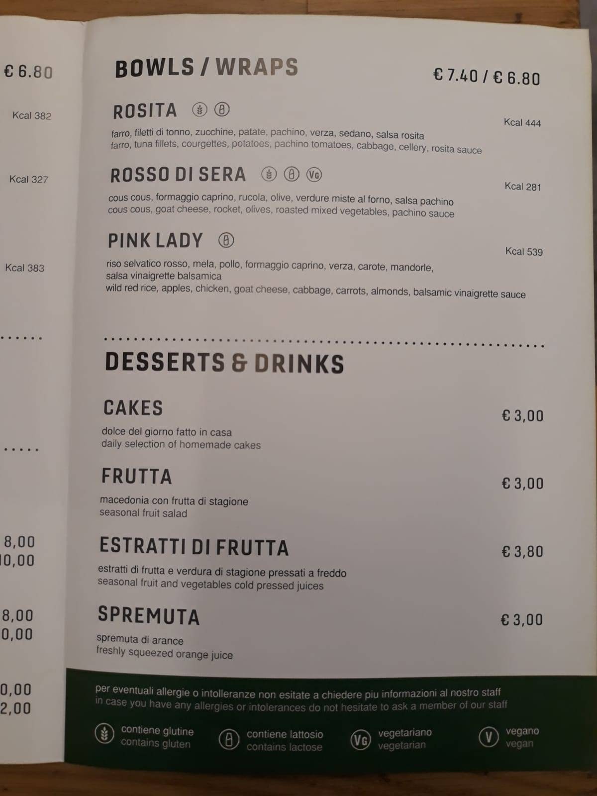 Verdefresco меню