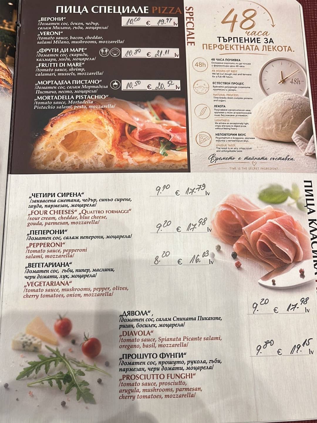 Пицария Верони меню