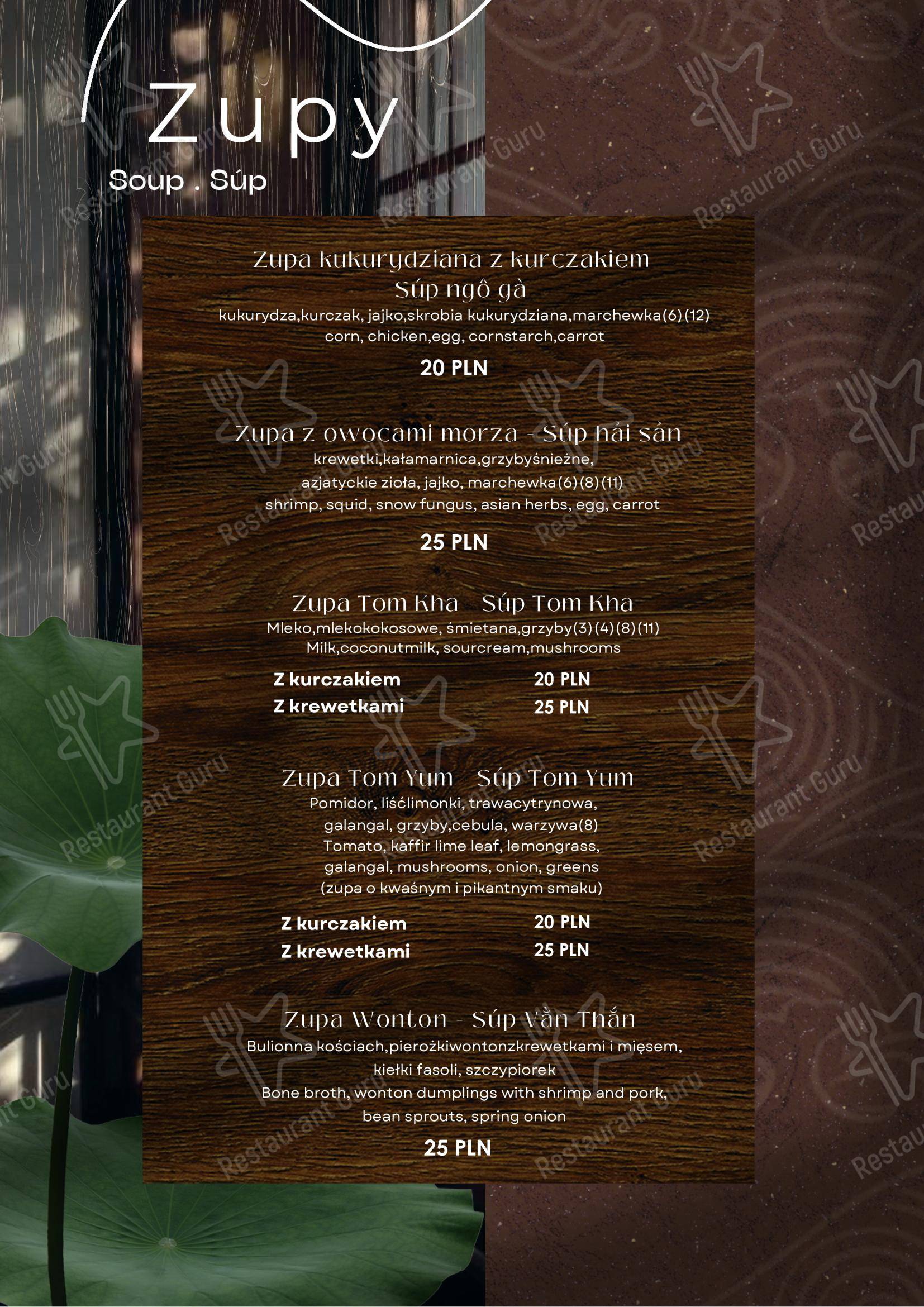 Меню ресторана Viet Rice Essence - Restauracja Wietnamska Bemowo