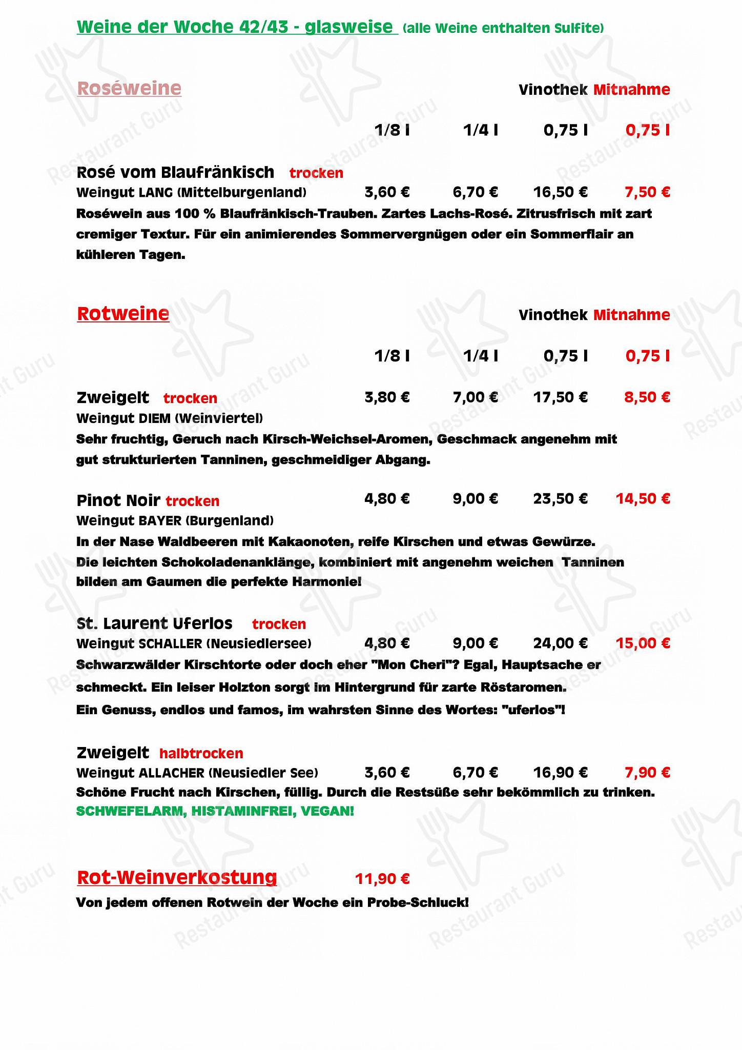 Vinothek Hacker в Розенхайме - Dinner Menu