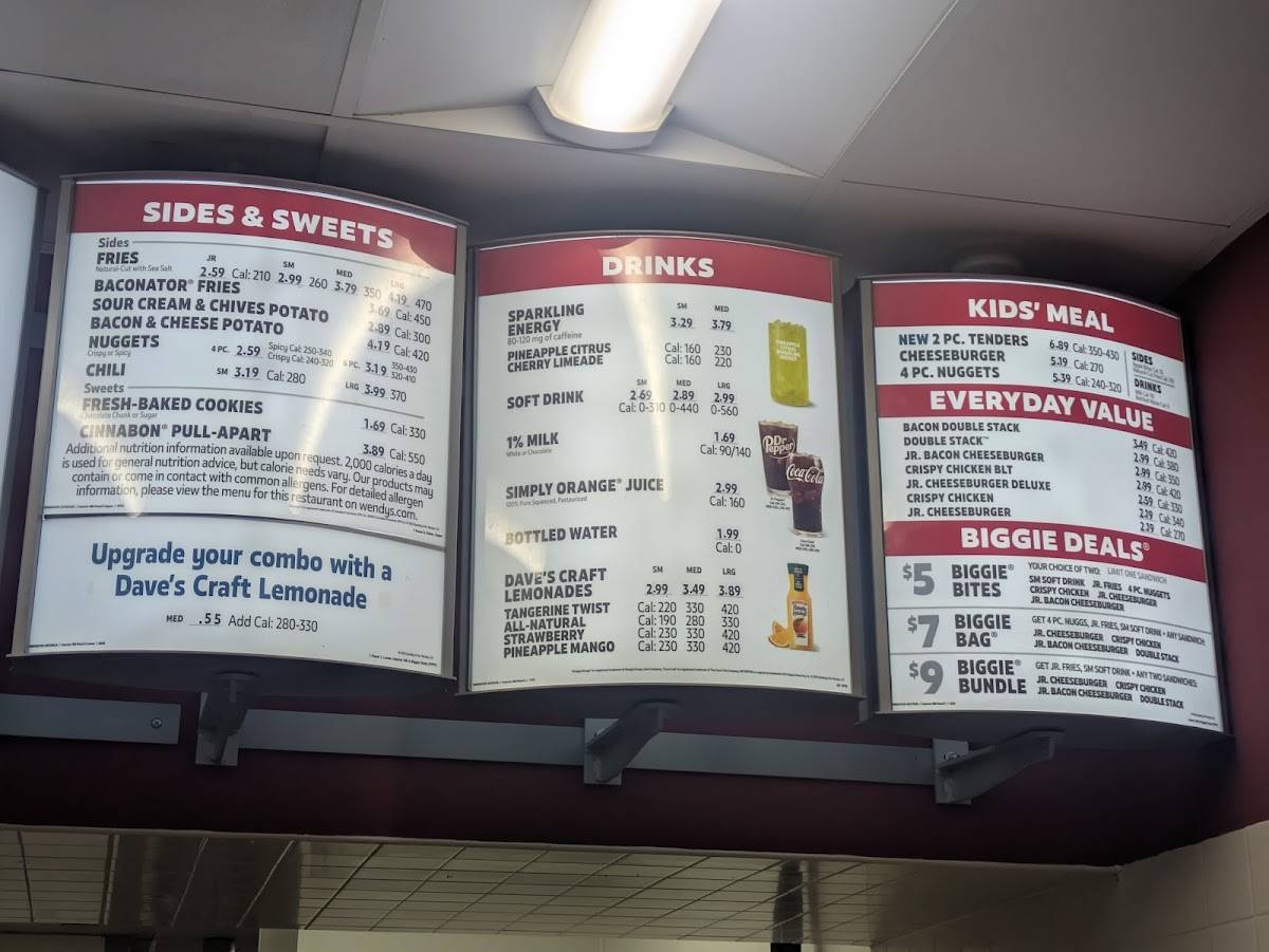 Wendy's меню