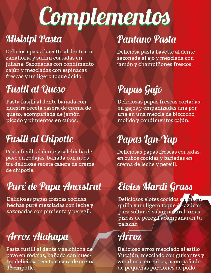 Yucajún меню