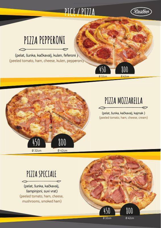 Rustico - restoran pizzeria меню