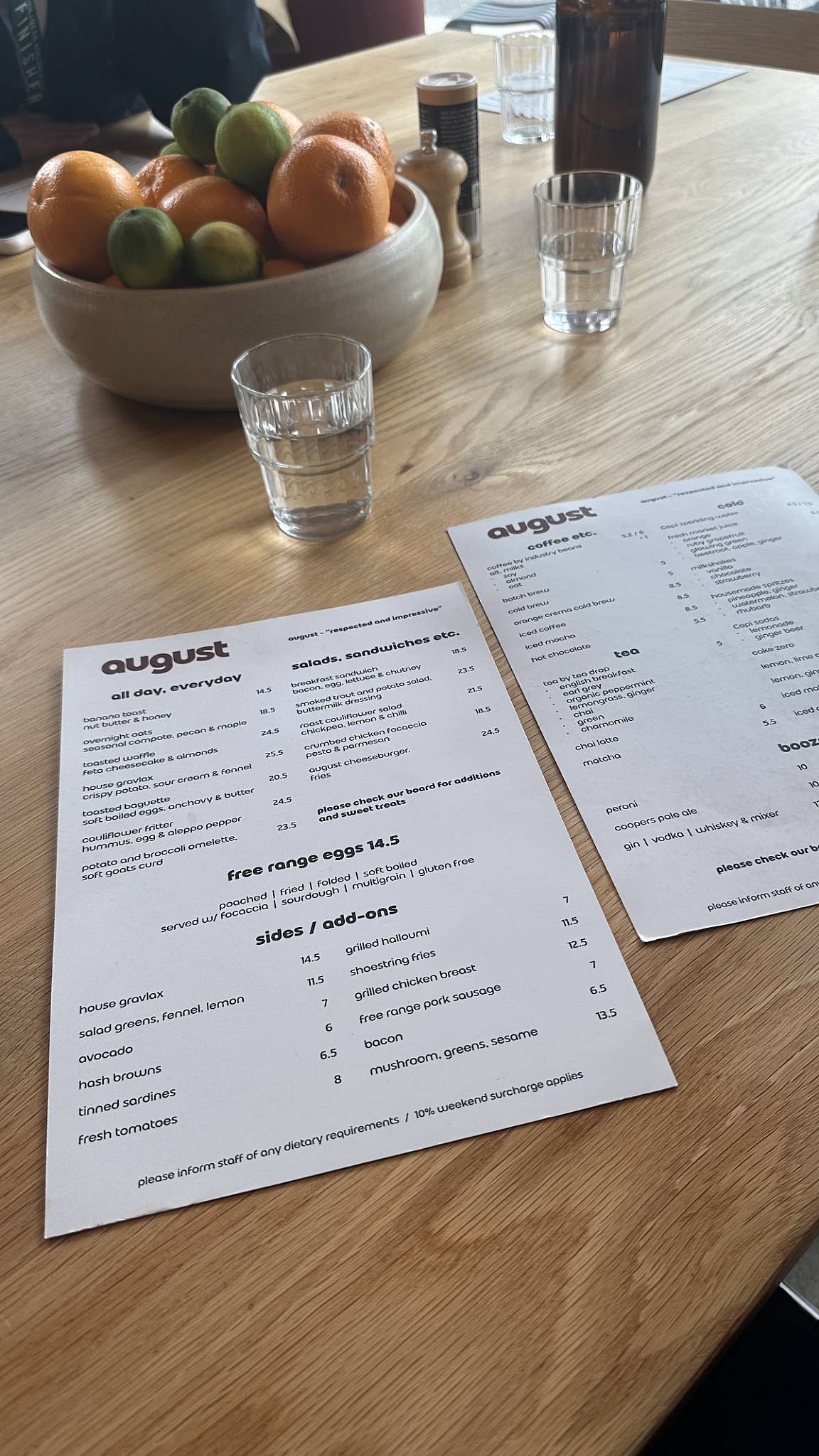 august cafe_Seddon меню