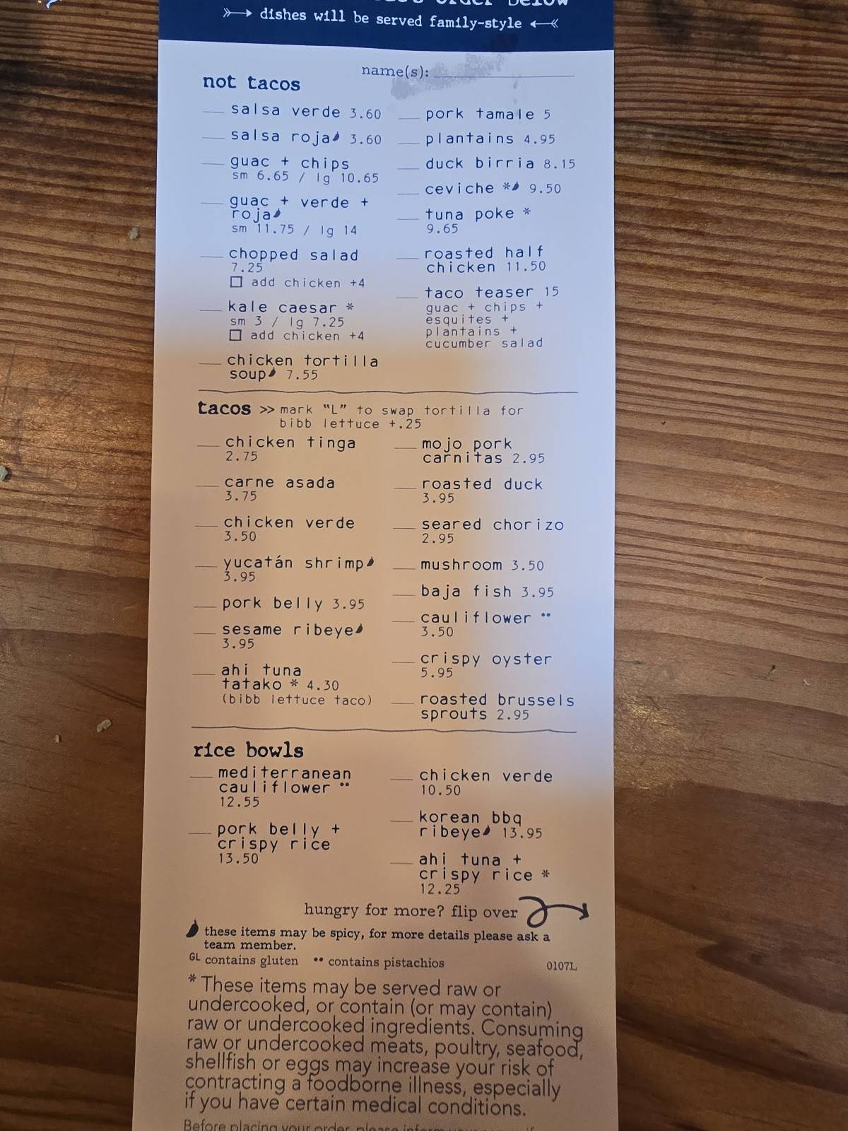 bartaco меню