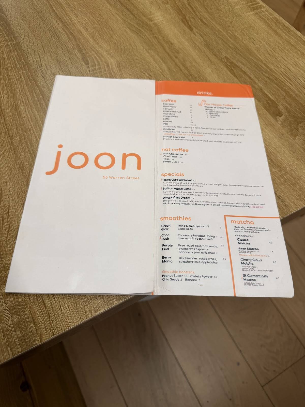 joon cafe Brunch & Specialty Coffee меню