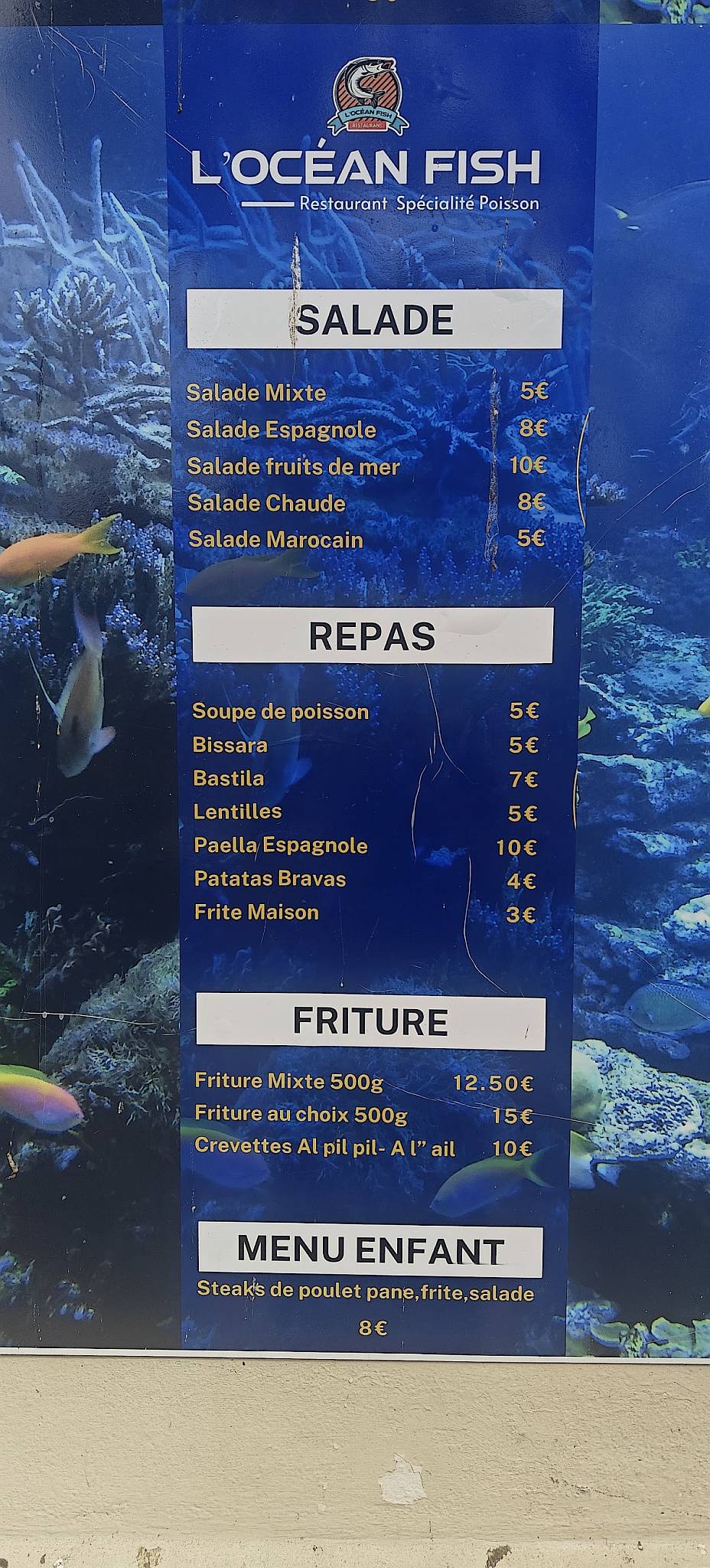 l'ocean Fish меню