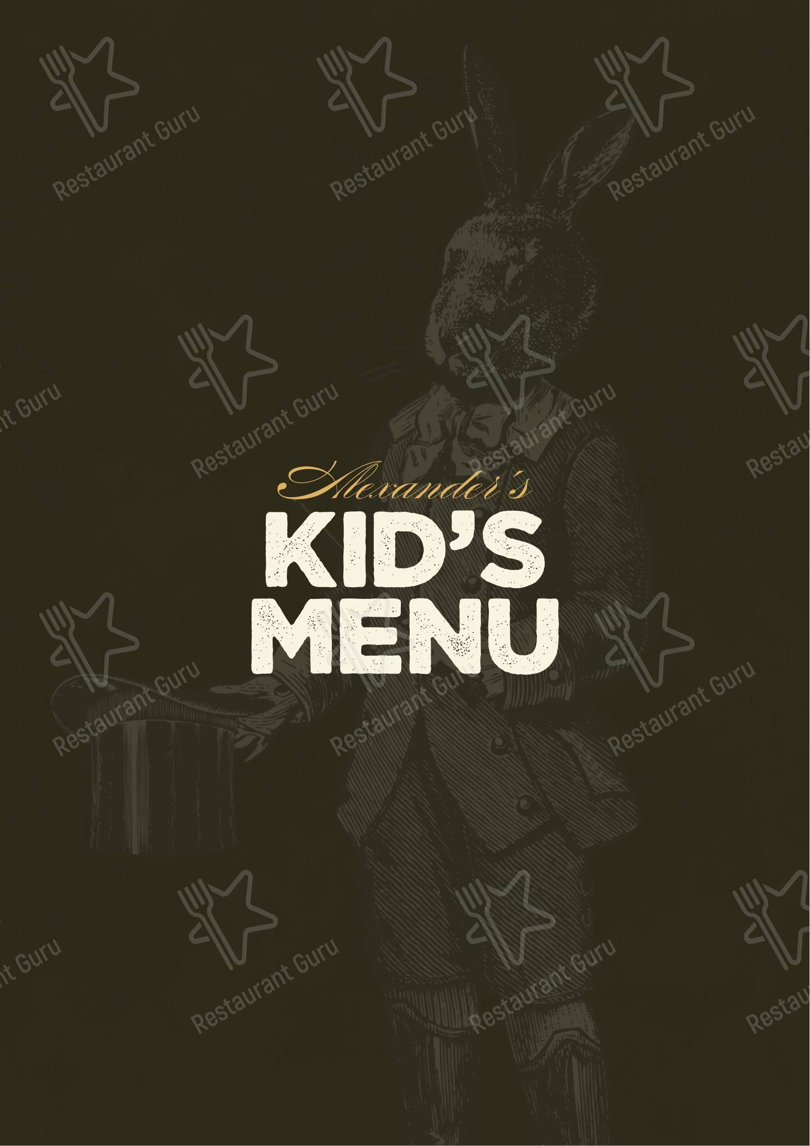 Меню паба и бара Alexanders & Co - Dinner Menu