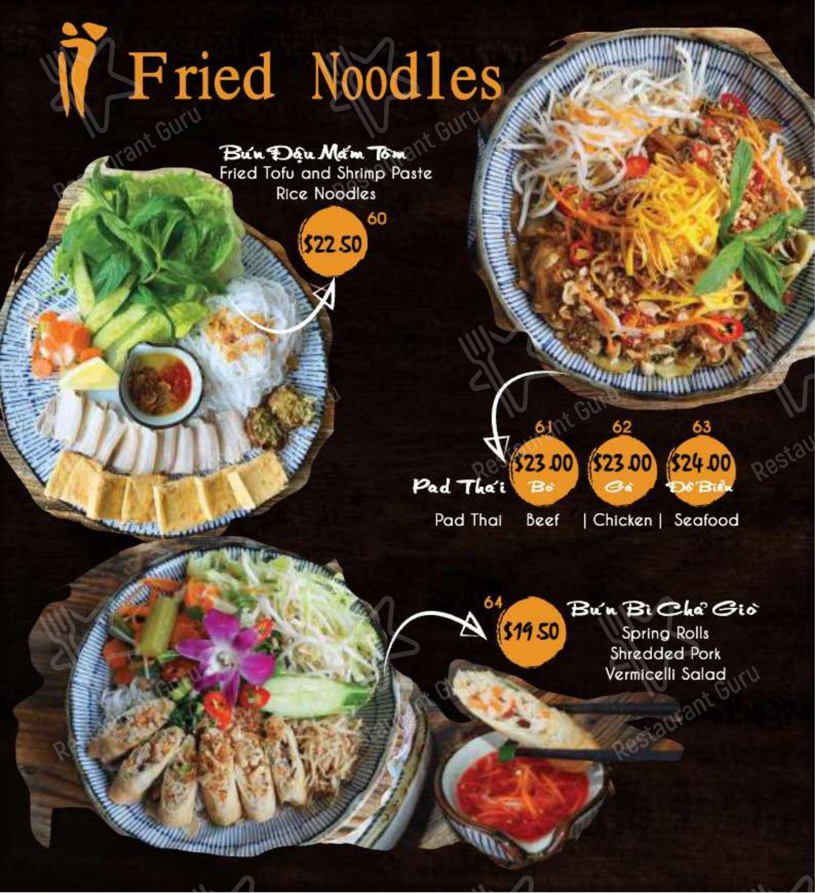 Меню напитков ресторана Chopsticks Viet Restaurant в Перте
