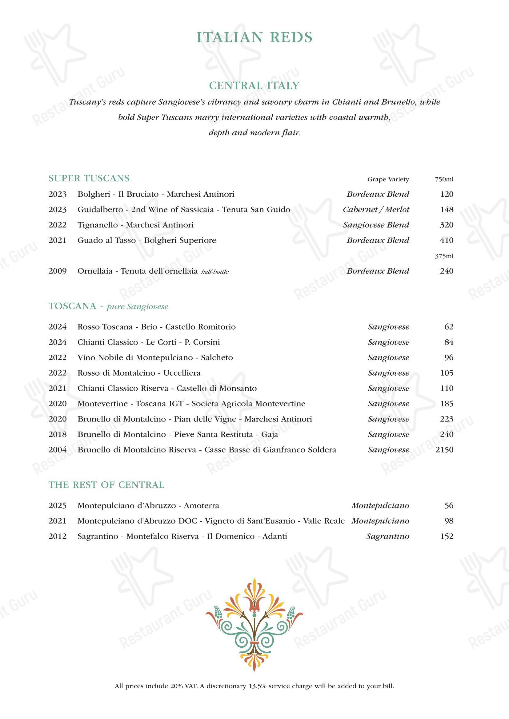 Takeaway Menu ресторана Daphne's