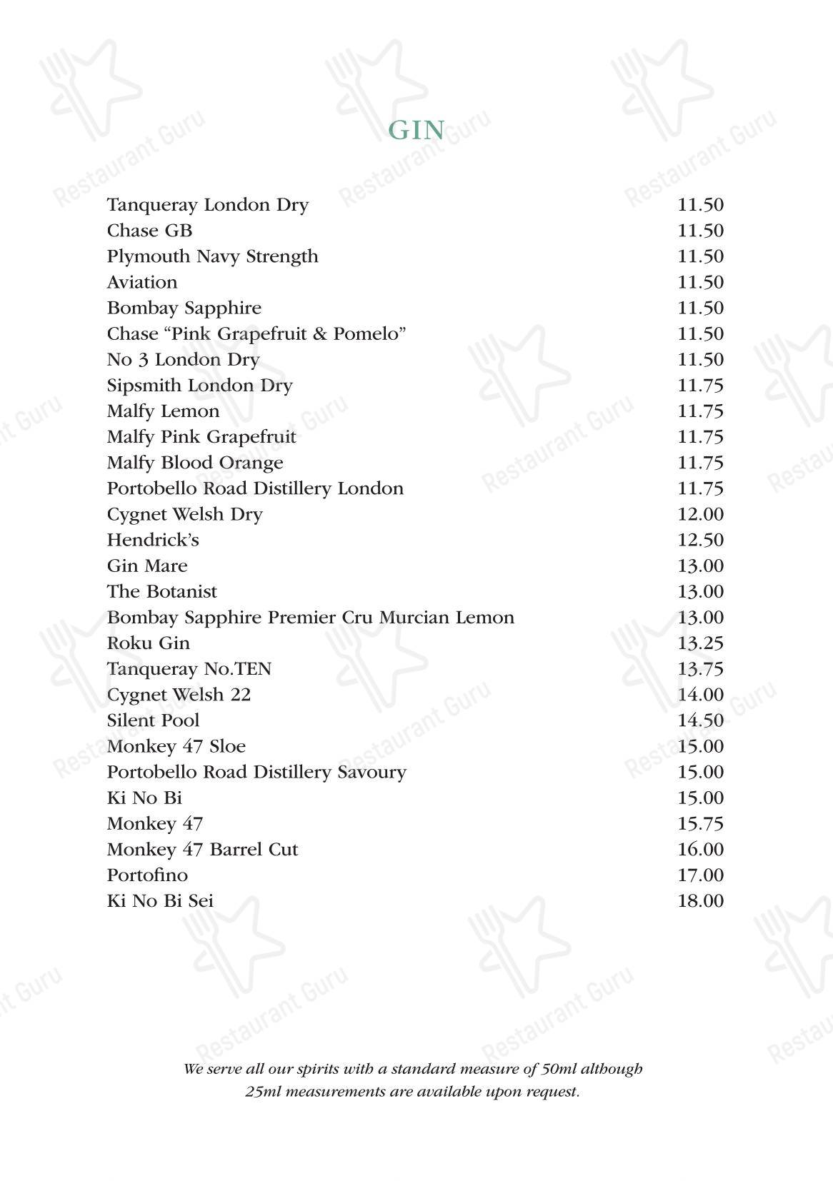 Catering Menu ресторана Daphne's в Лондоне