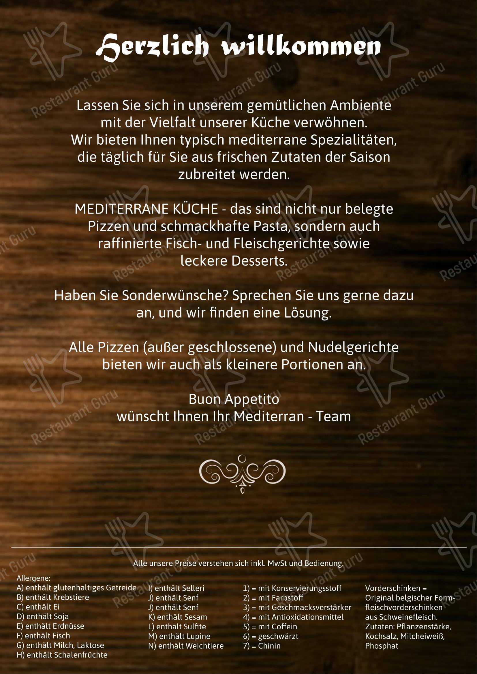 Меню ресторана Mediterran