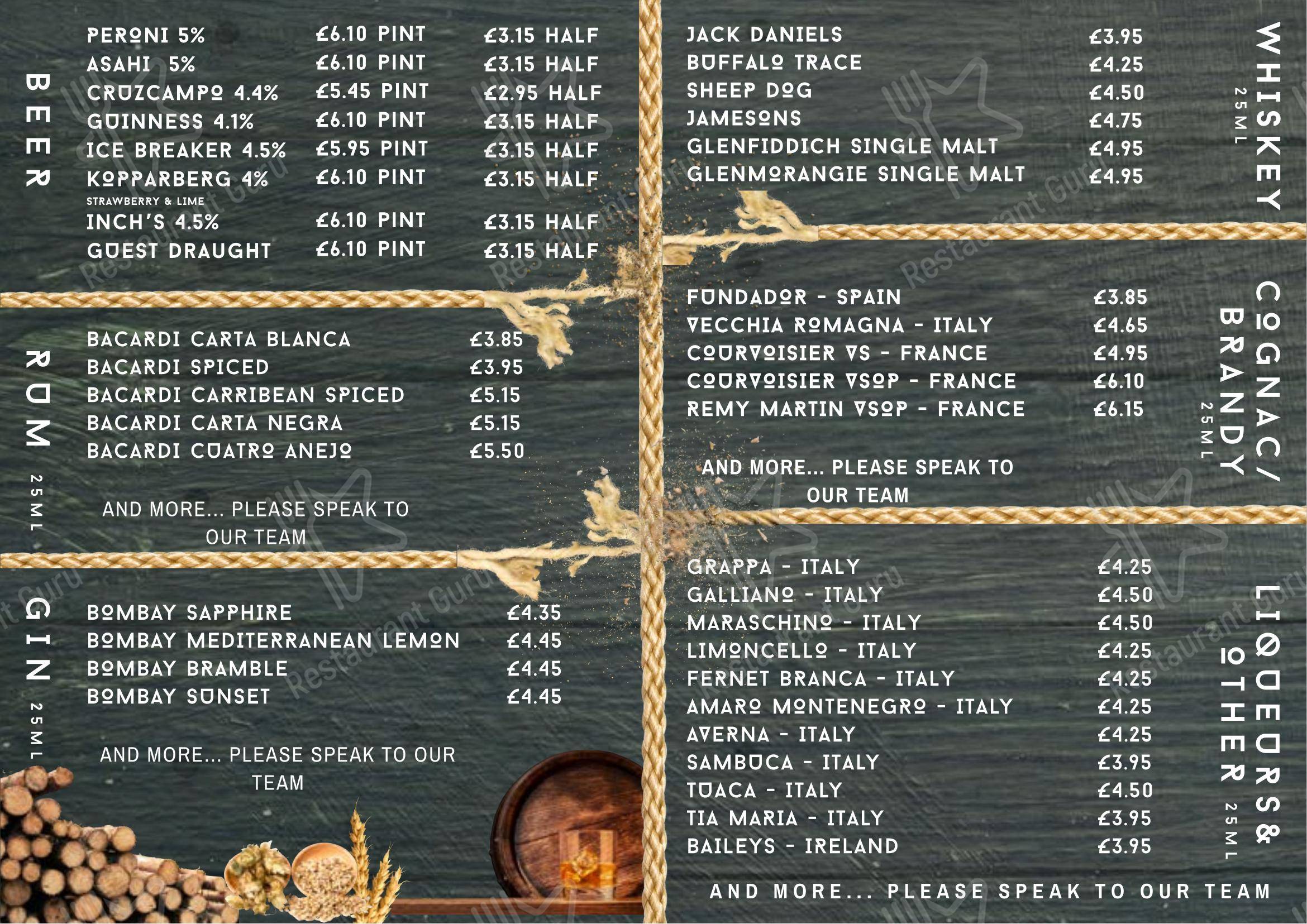 Portobello в Ноттингеме - Ночное меню