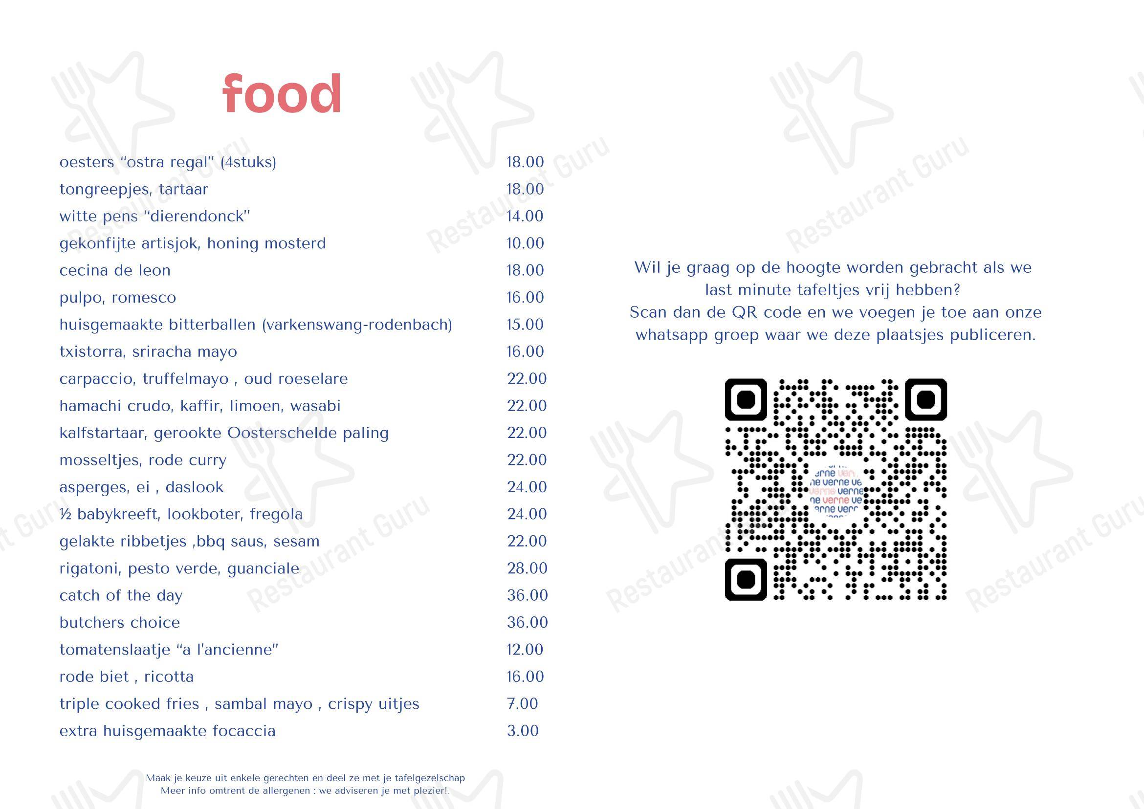 Restobar Verne в Розеларе - 菜单