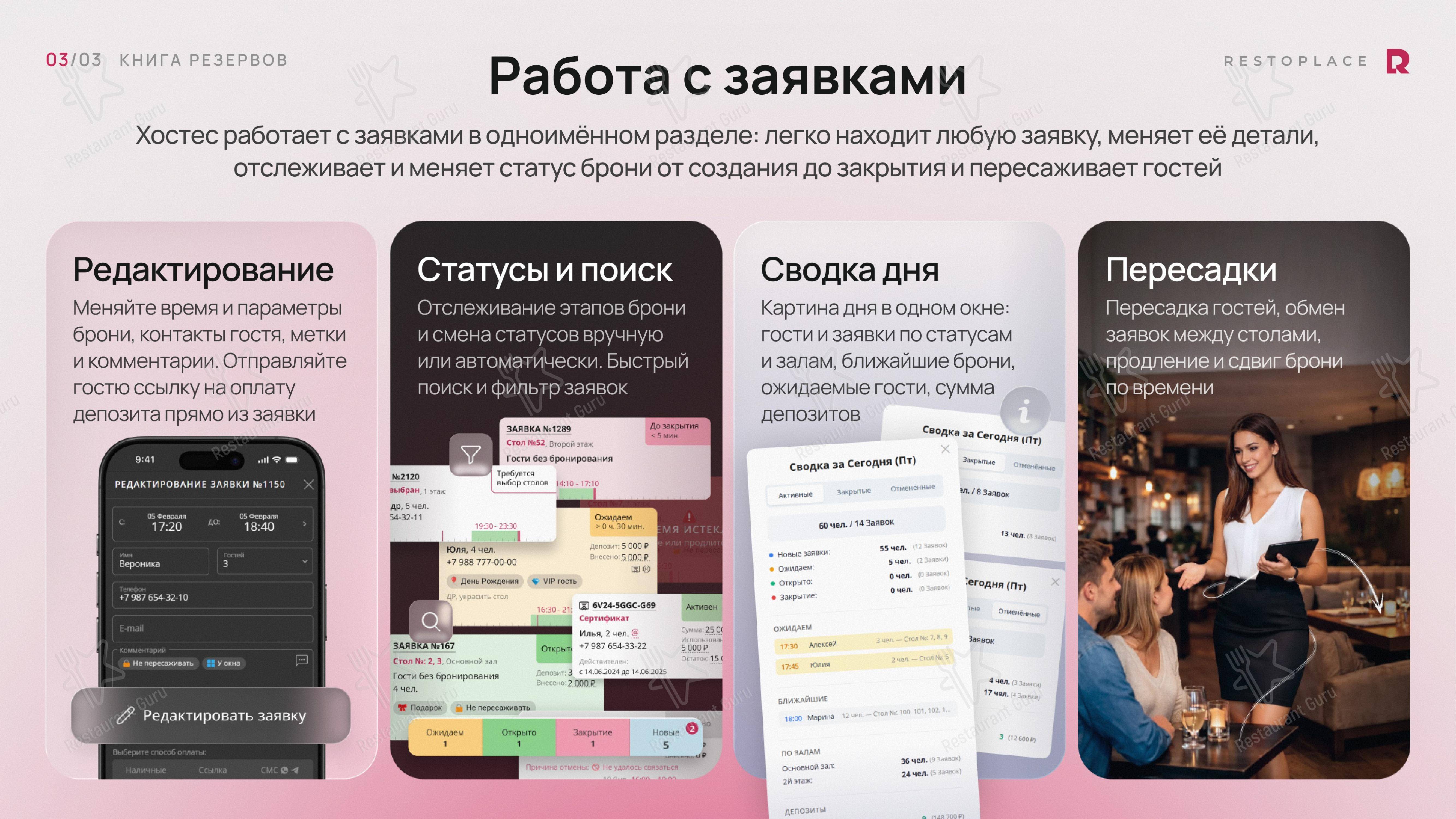 Меню ресторана Restoplace - сервис бронирования столов и бесплатная книга резервов