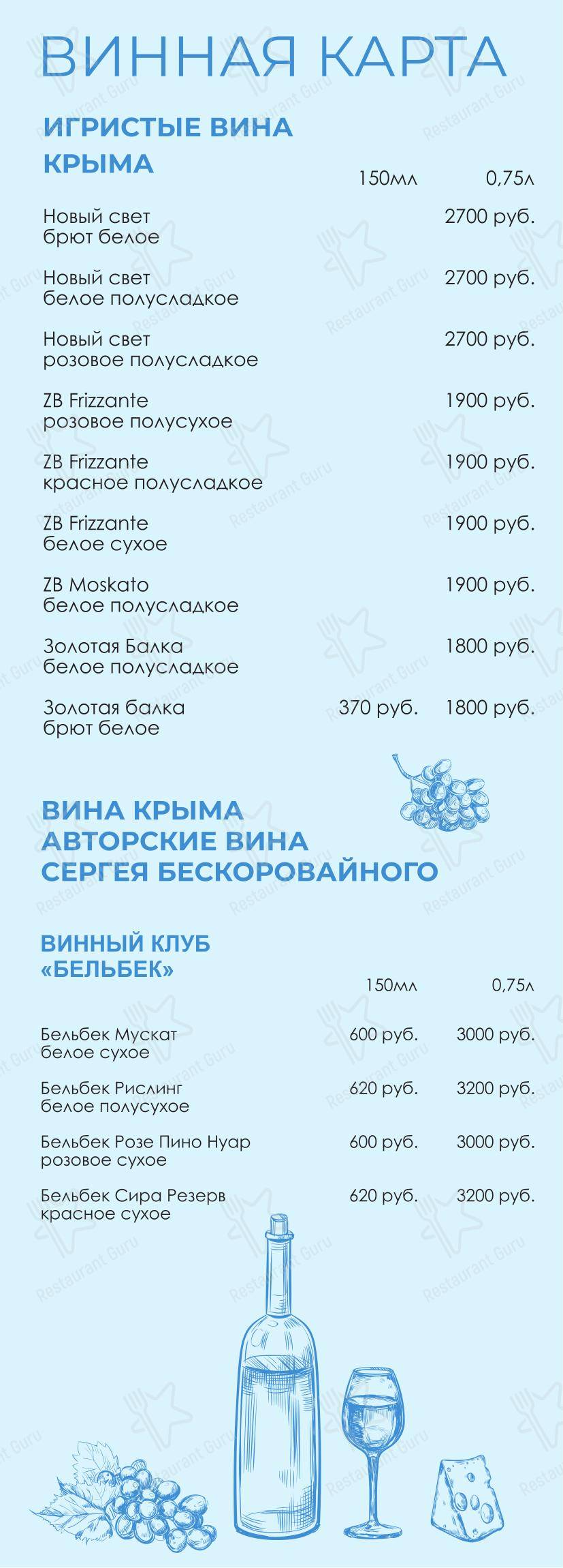 Коктейльная карта ресторана Ресторан 