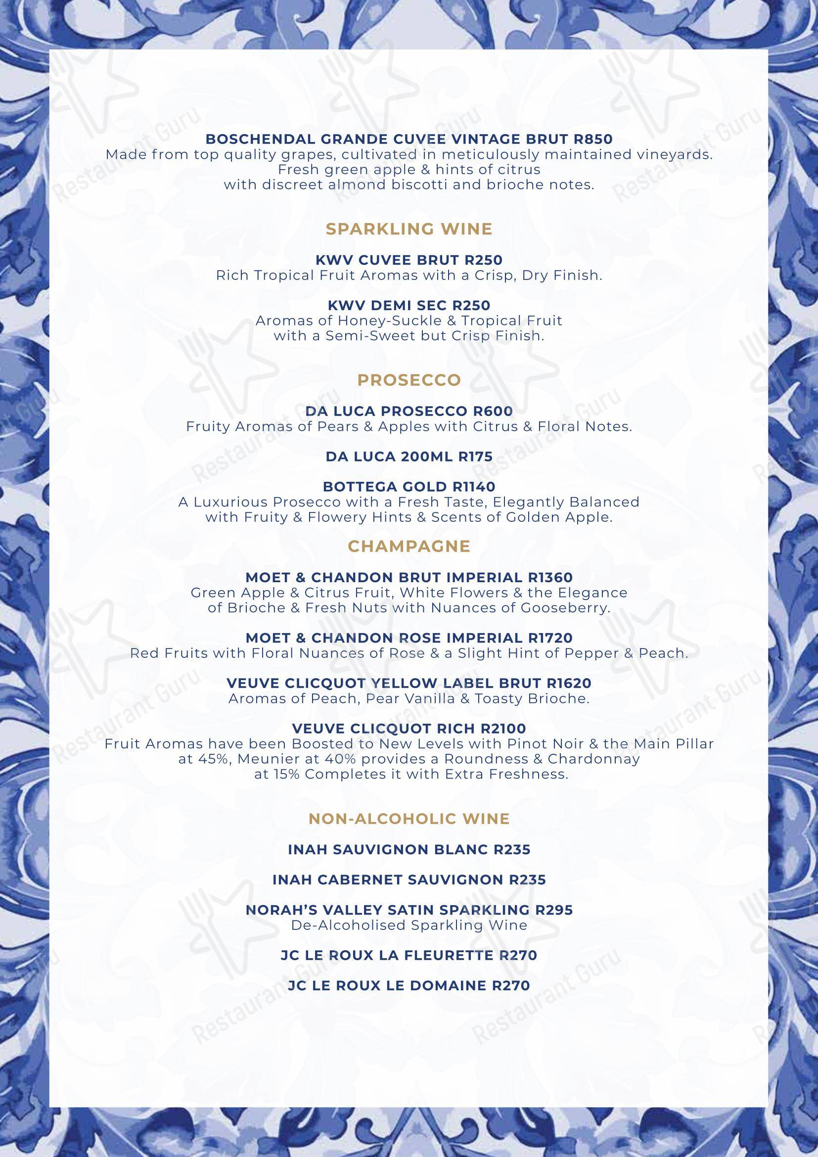 Carte menu ресторана Restaurant Cielo @ Avianto в Рудепурте