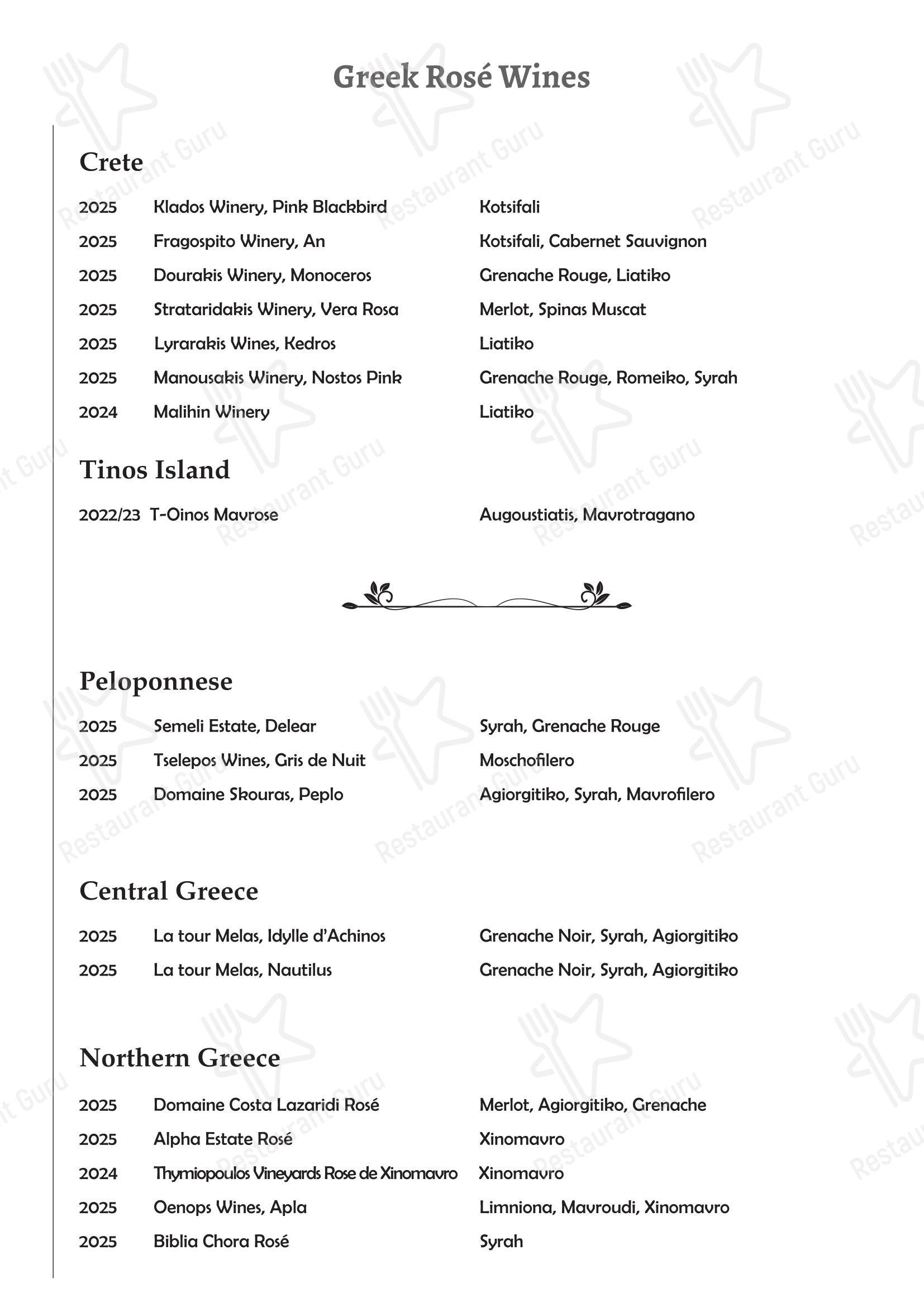 Меню ресторана Beachcomber Bar Restaurant Stalis - Takeaway Menu