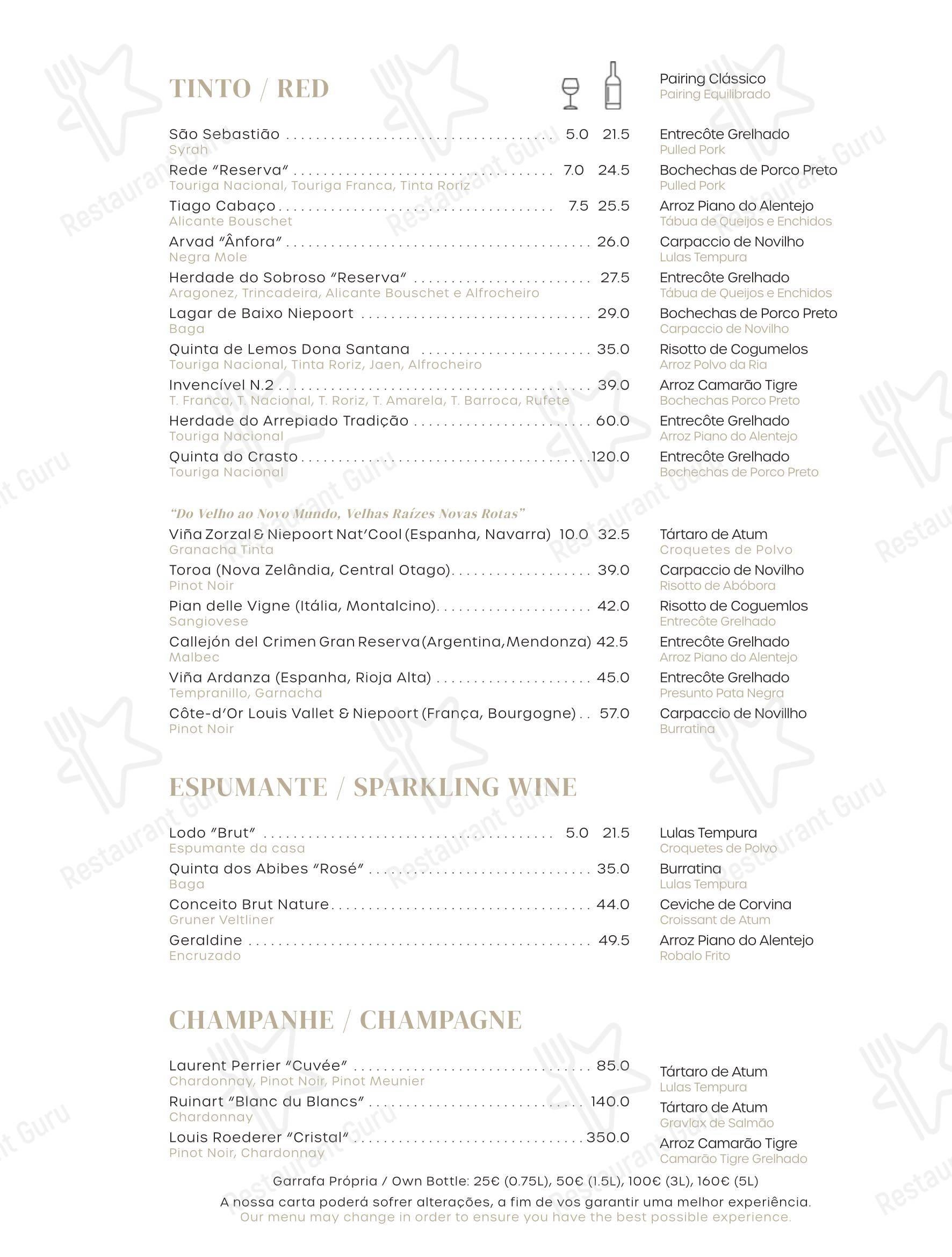 菜单 ресторана Columbus Culinary Bar в Фаро