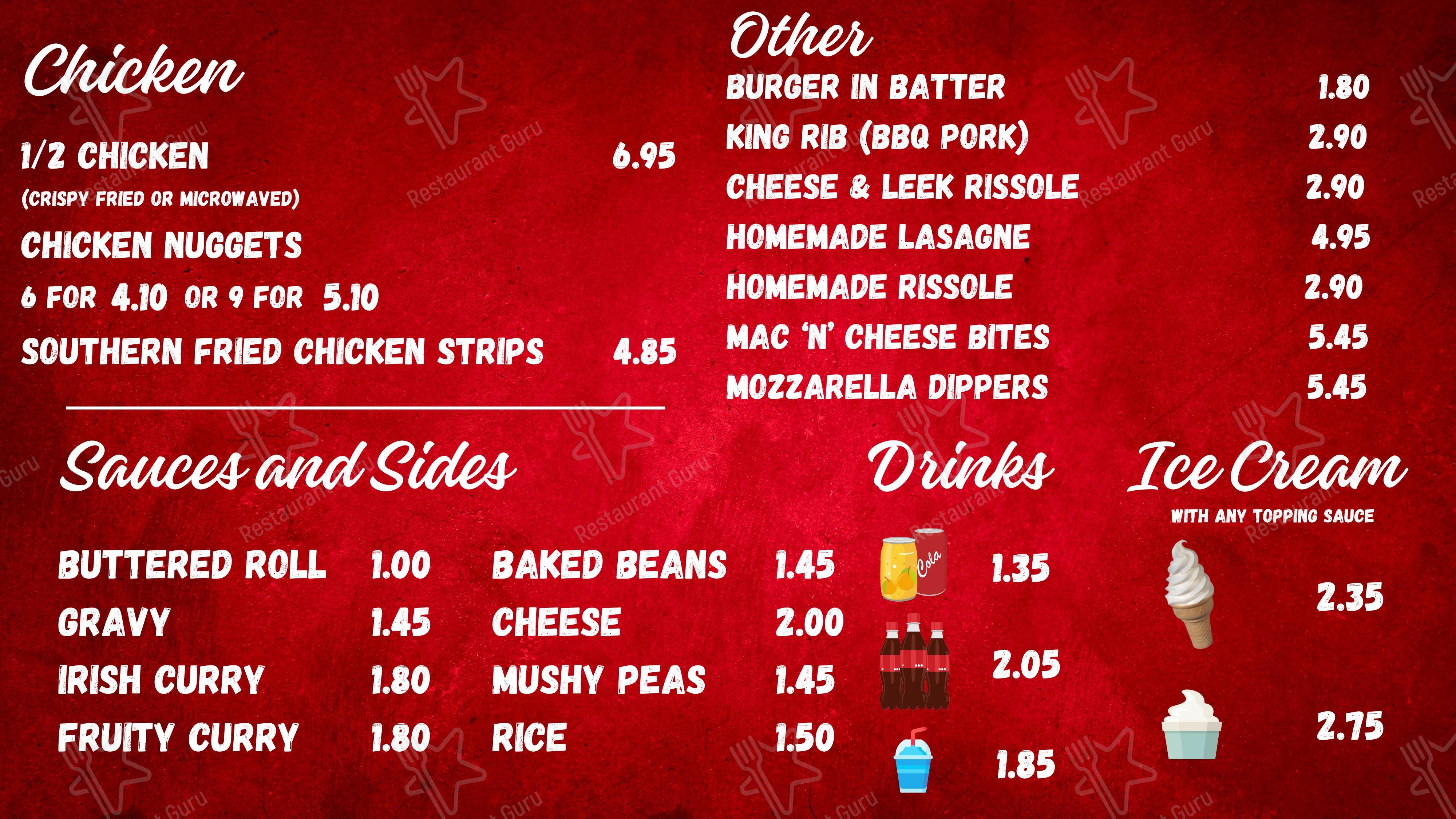 Conti's Fish & Chip Bar в Тонипанди - Меню