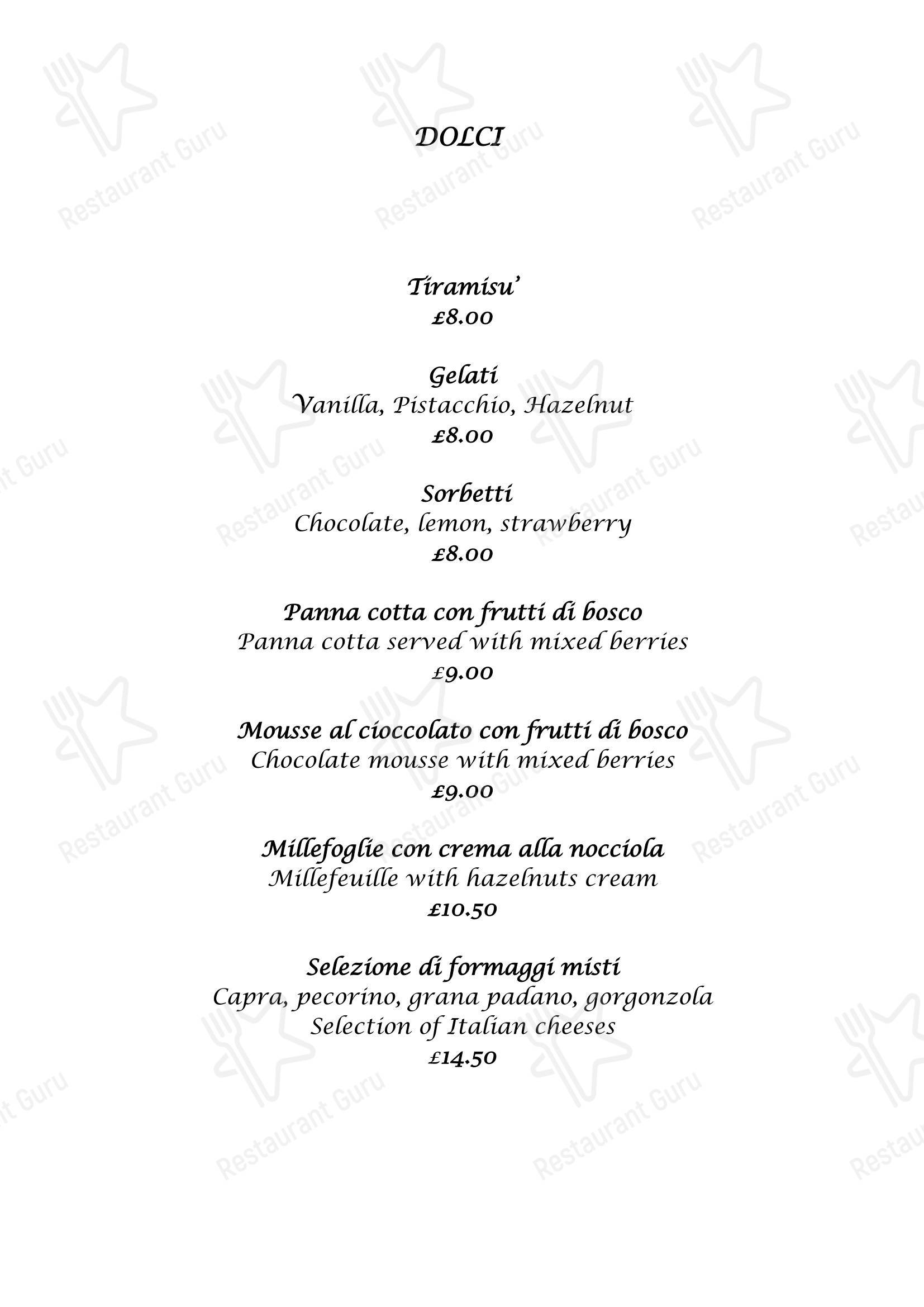 Меню напитков ресторана Edera Restaurant в Лондоне