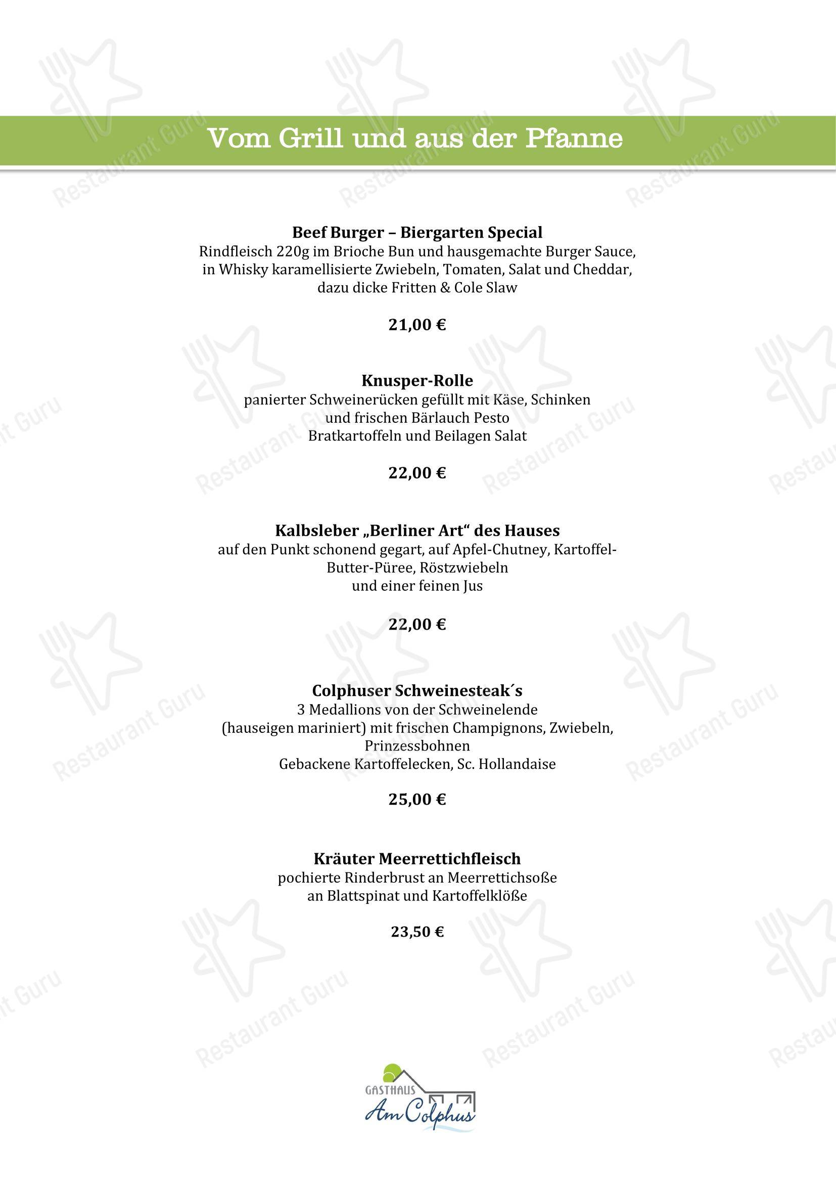 菜单 ресторана Gasthaus Am Colphus в Барби