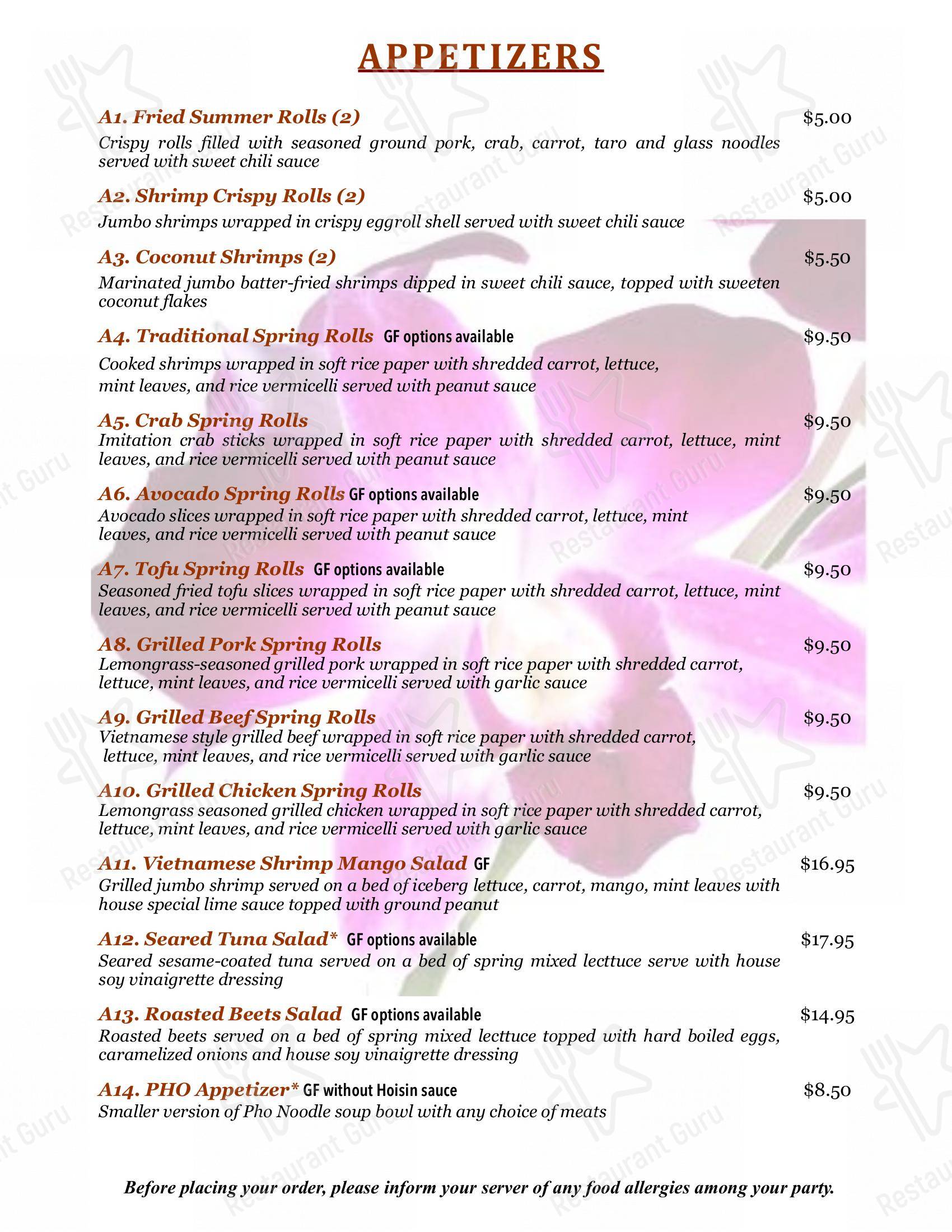 Gigi's Restaurant в Мейнарде - Меню