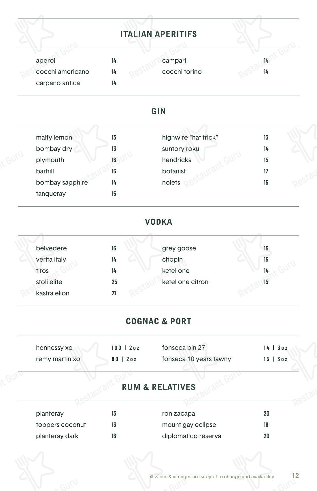 Lunch Menu паба и бара Legami