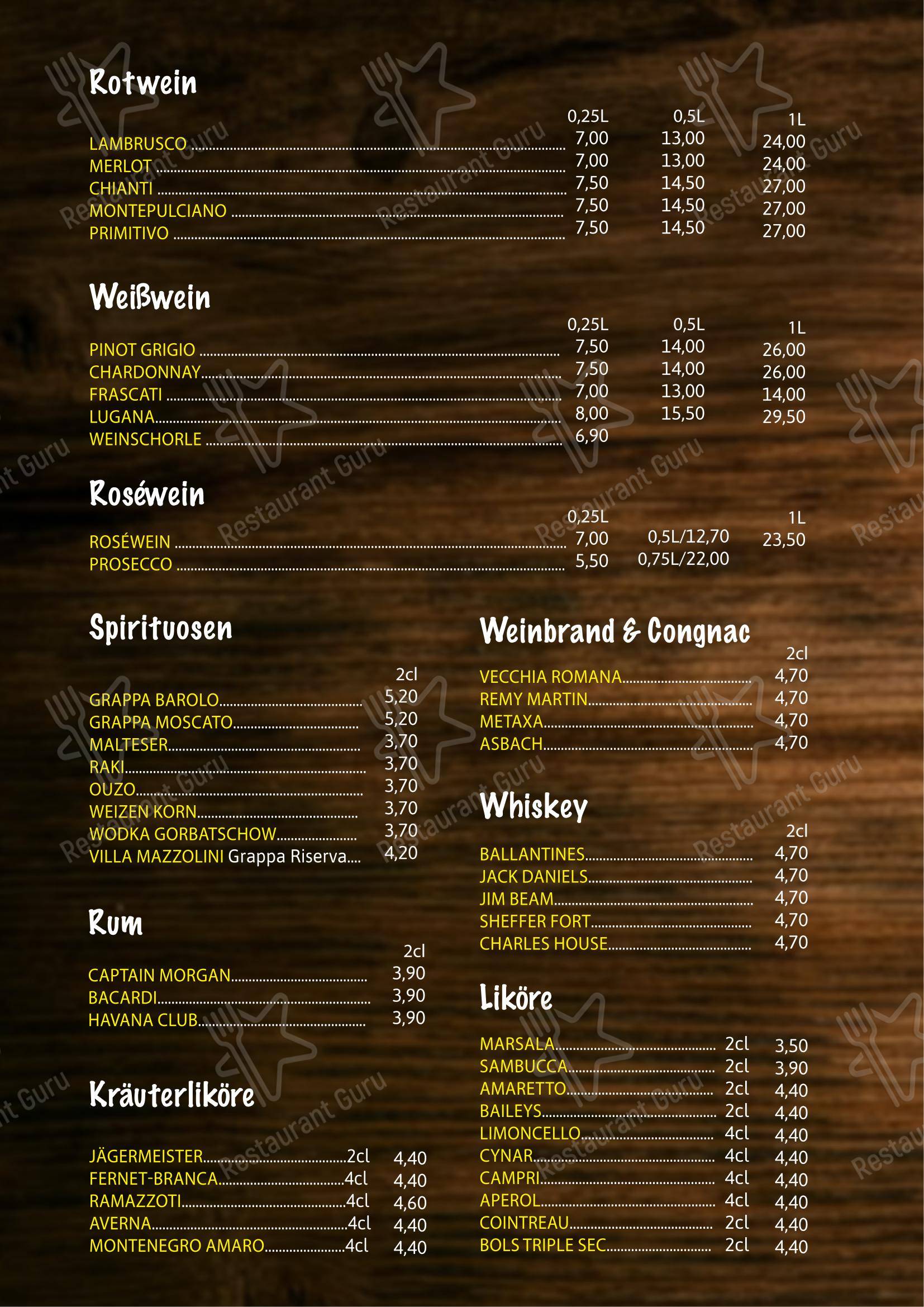 Меню ресторана Mediterran в Мерцених