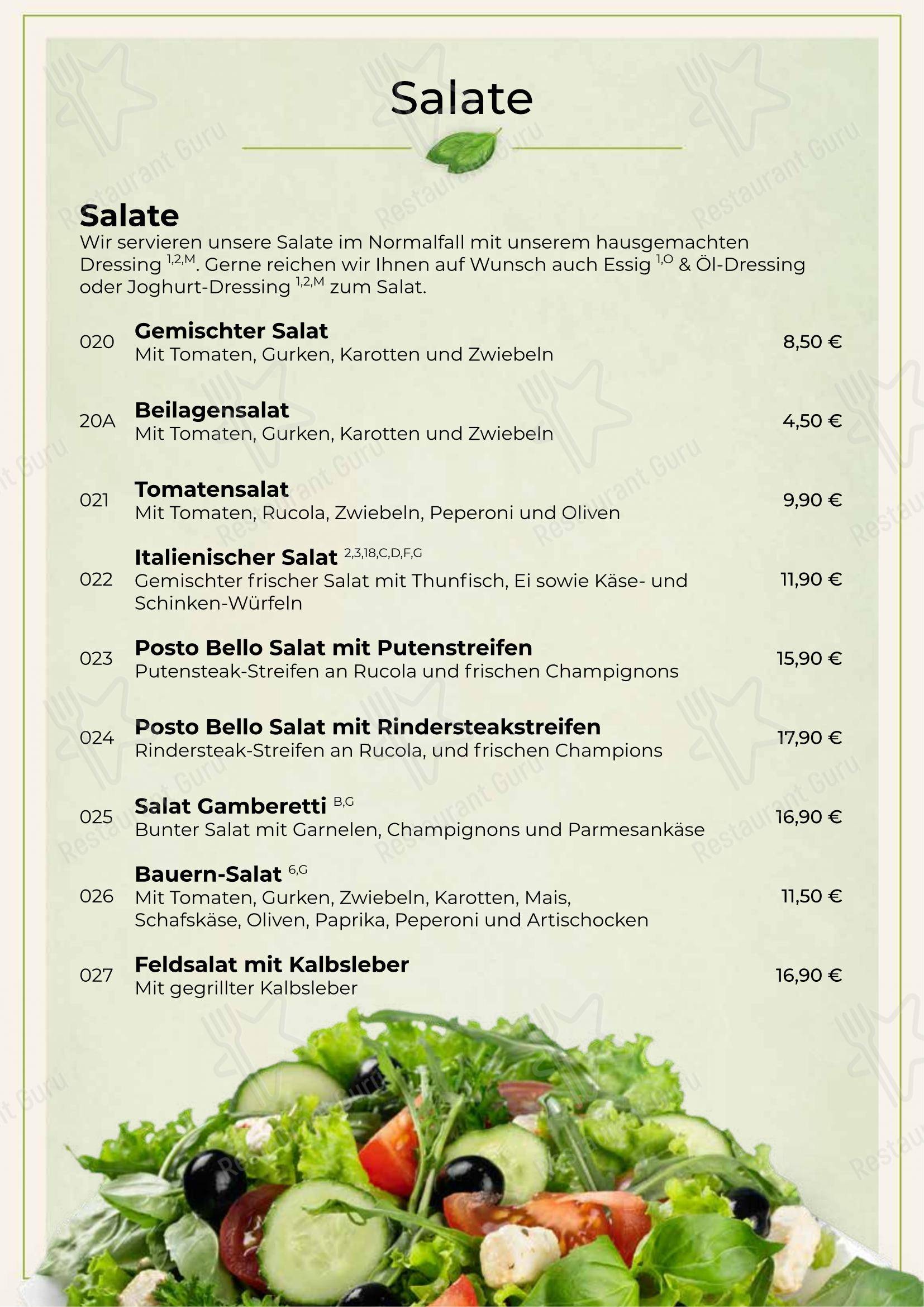 Меню пиццерии Posto Bello Ristorante - Меню напитков