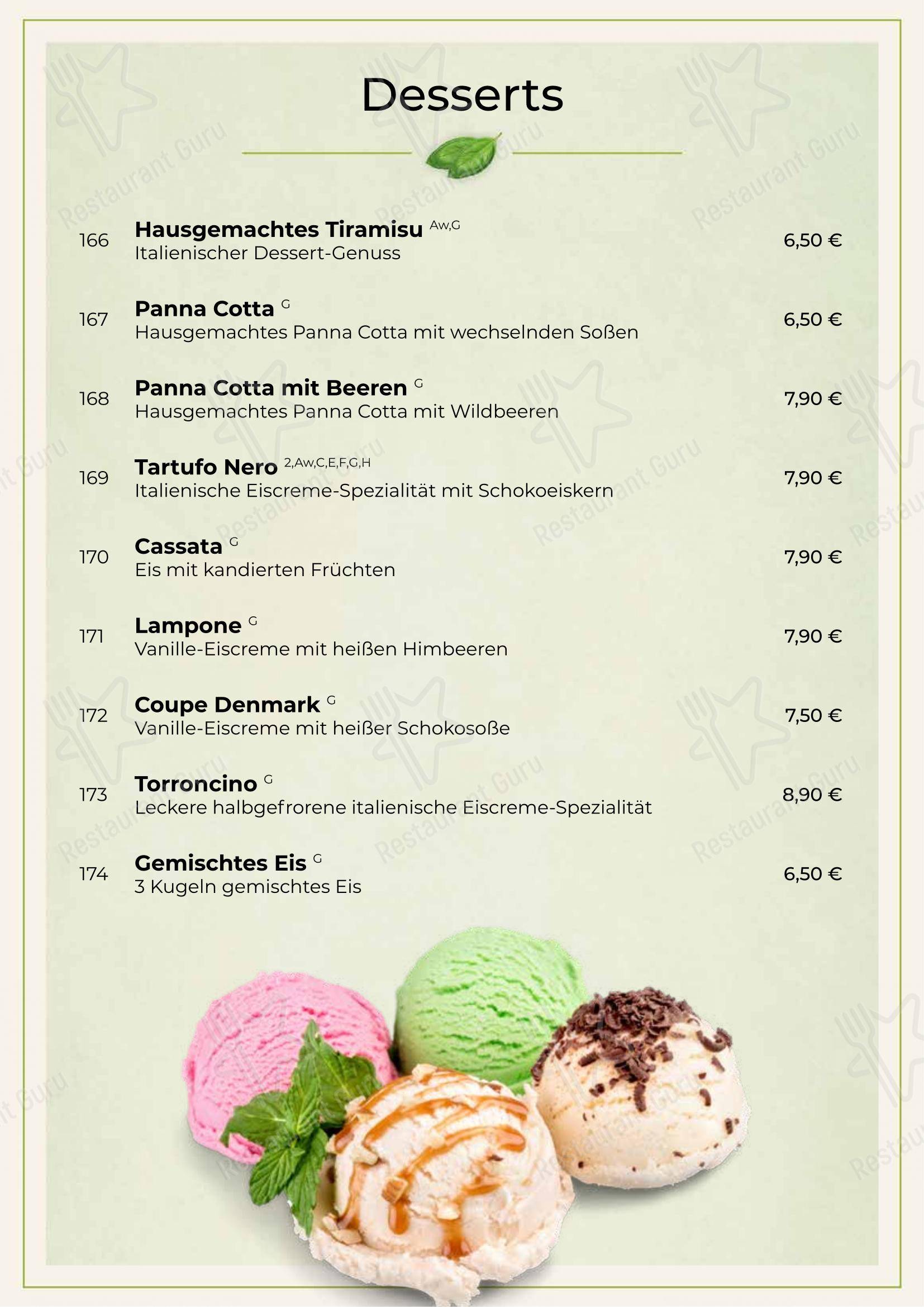 Меню напитков пиццерии Posto Bello Ristorante в Рёдермарке