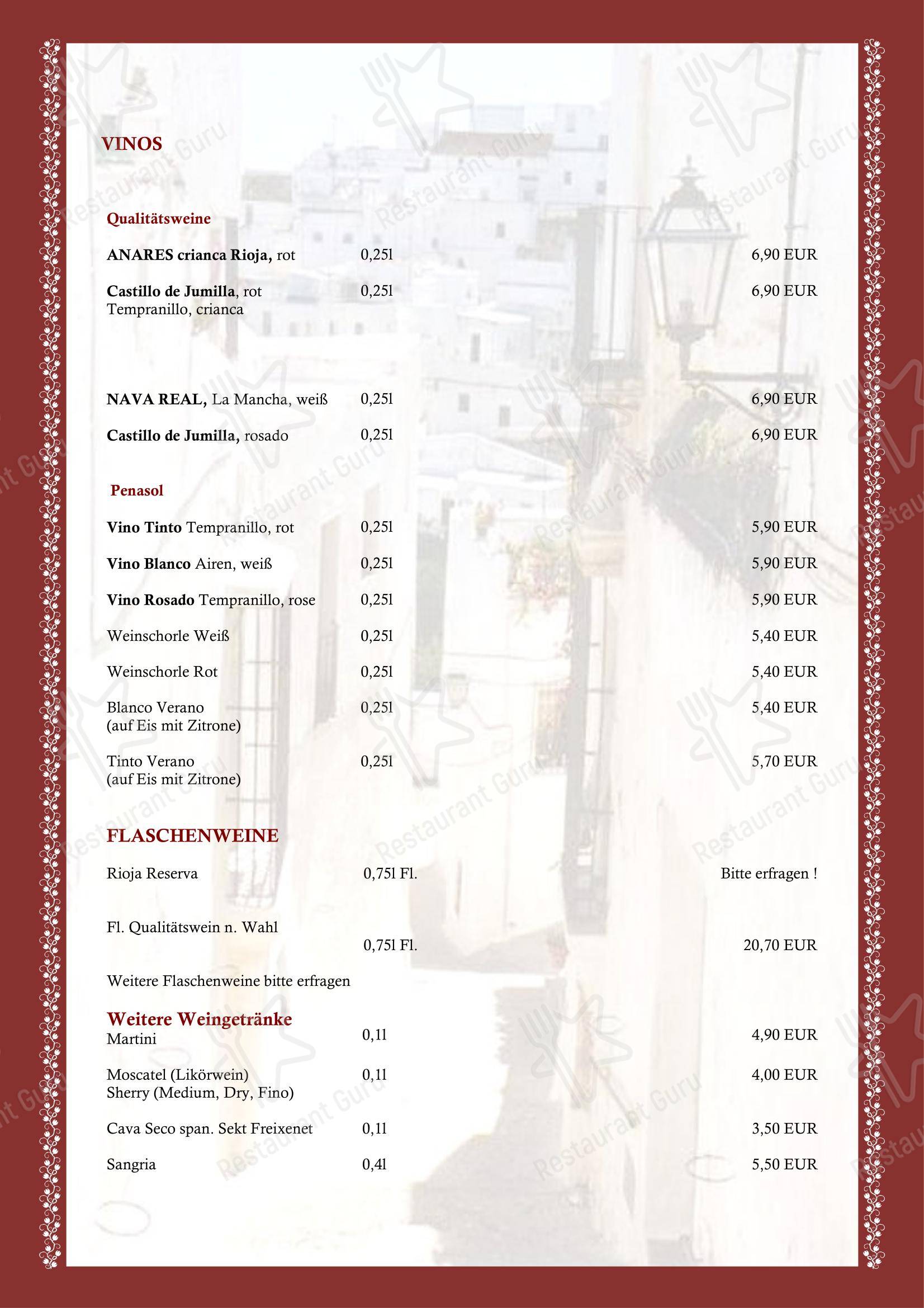 Меню паба и бара RESTAURANT BAR TAPAS