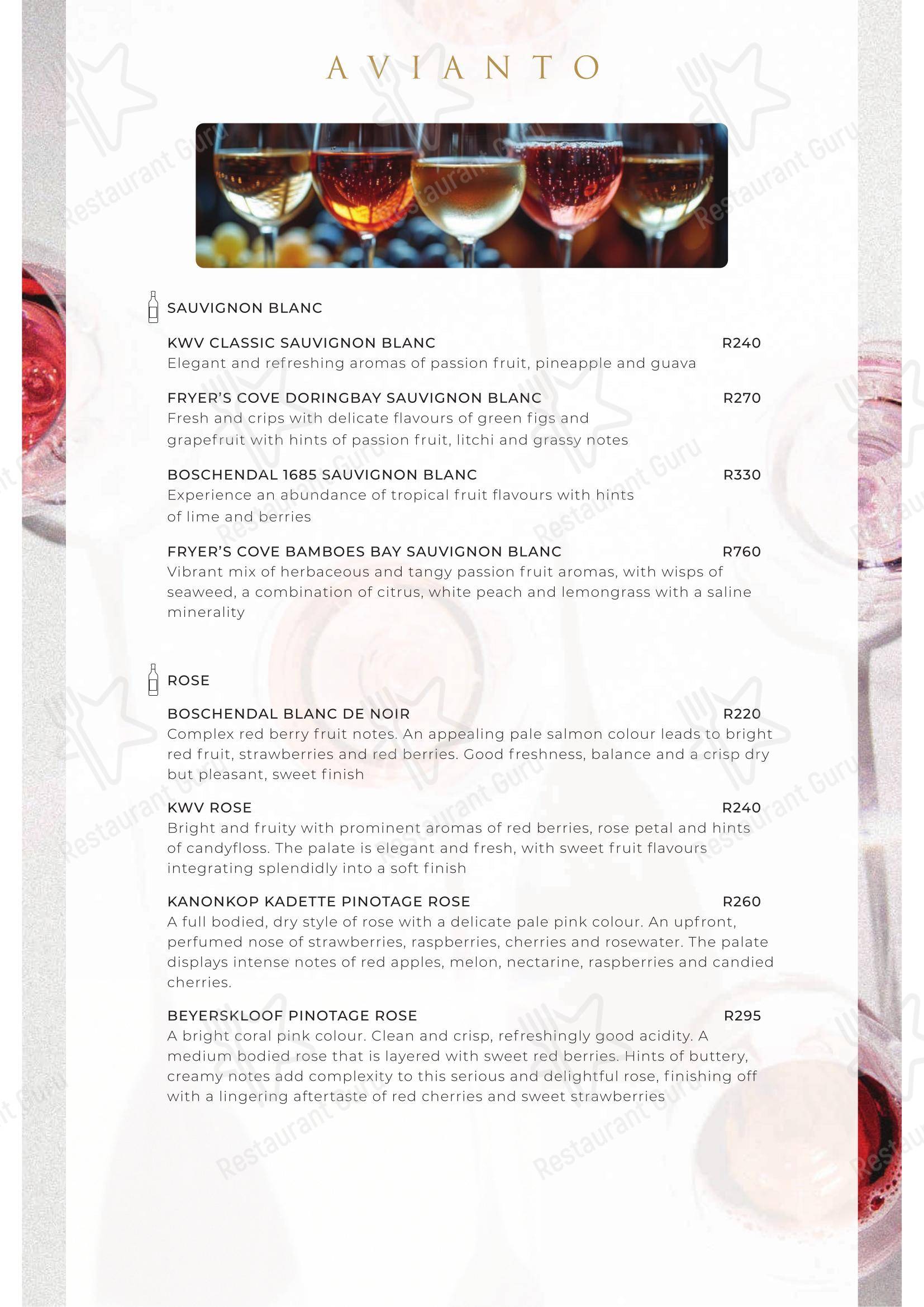 Takeaway Menu ресторана Restaurant Cielo @ Avianto в Рудепурте