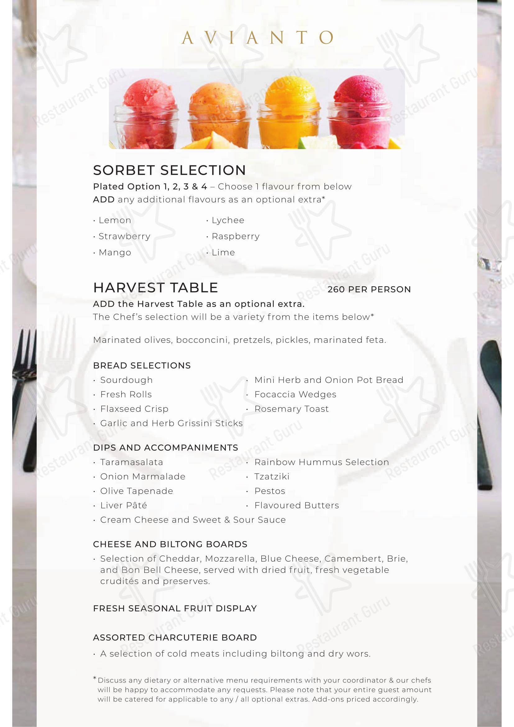Коктейльная карта ресторана Restaurant Cielo @ Avianto в Рудепурте