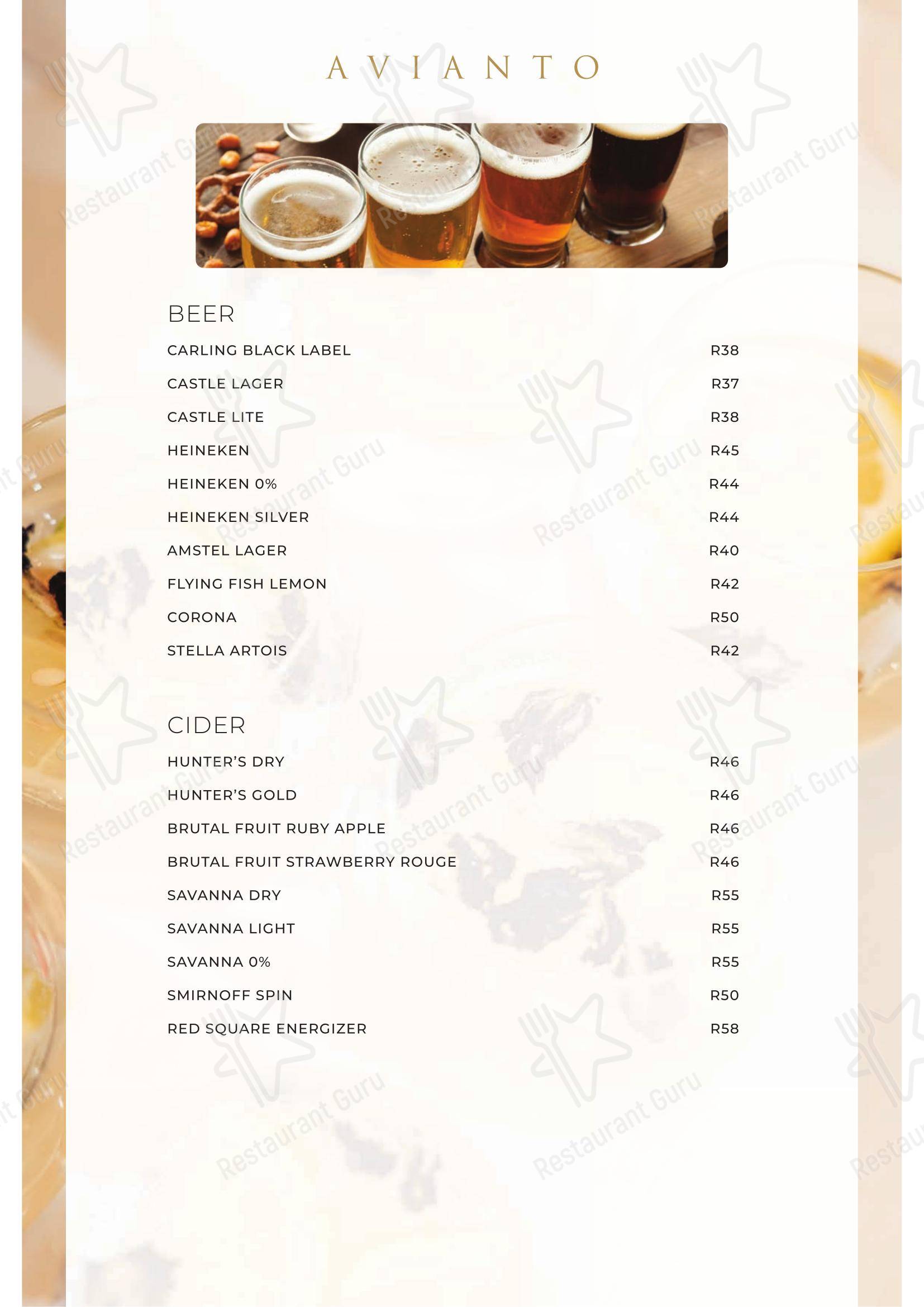 Takeaway Menu ресторана Restaurant Cielo @ Avianto в Рудепурте