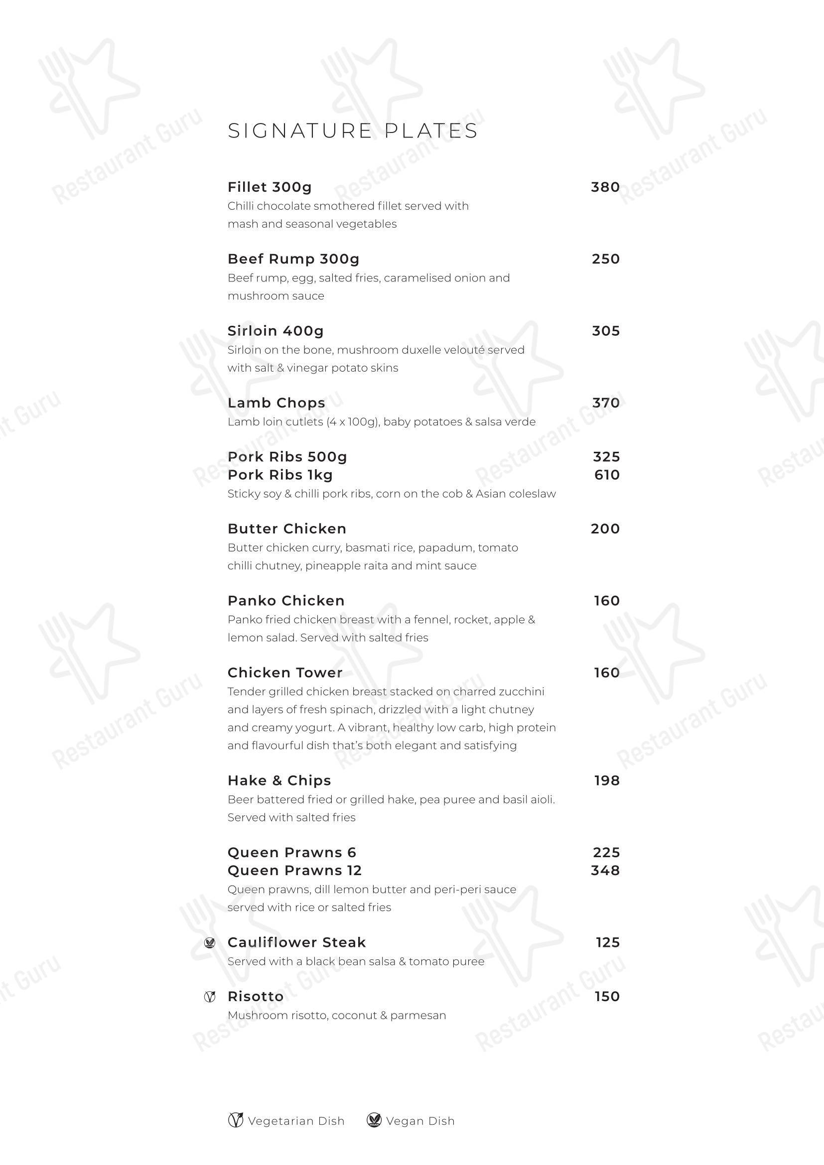 Bar Grill Menu ресторана Restaurant Cielo @ Avianto