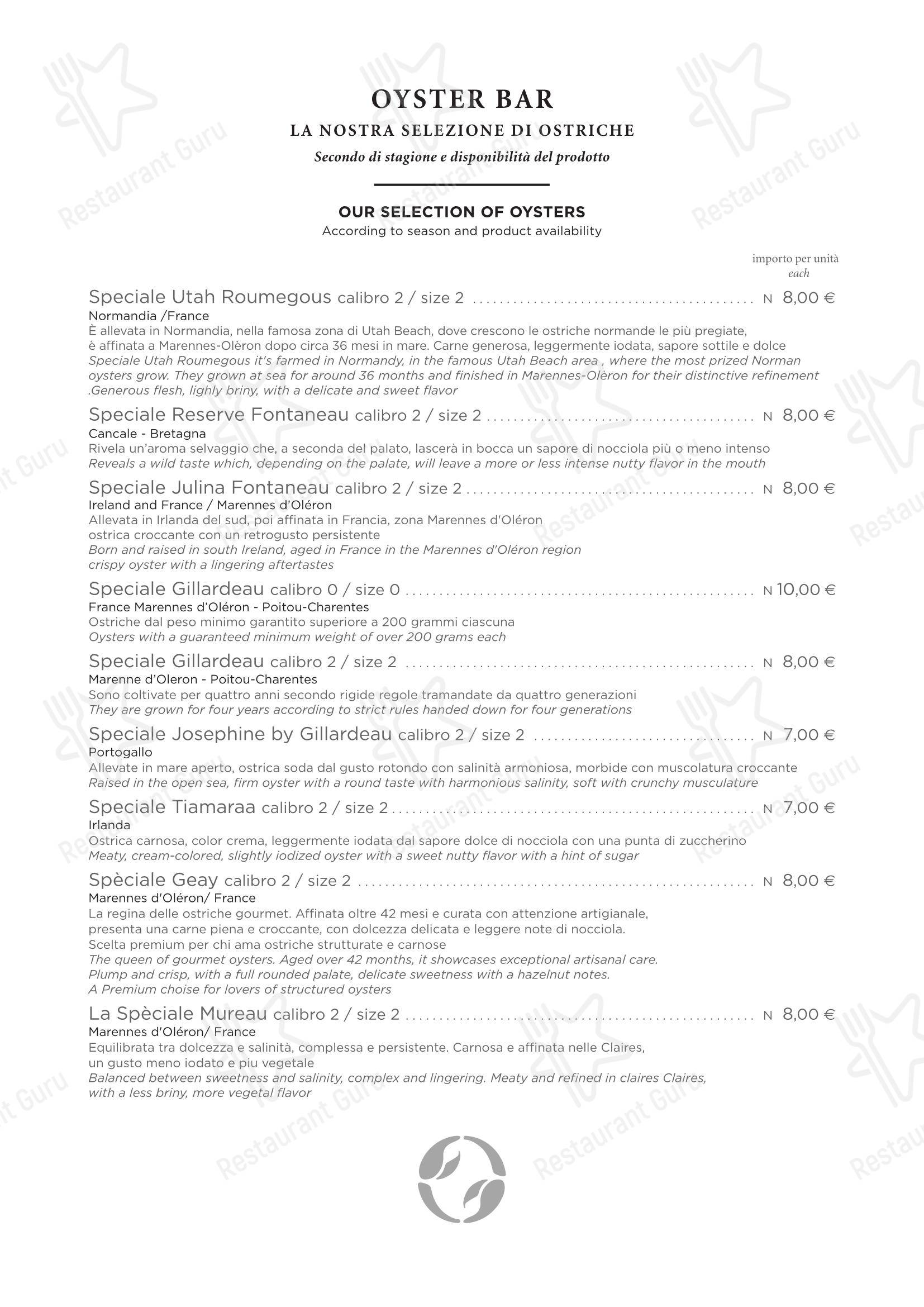 Ristorante Crab в Риме - 菜单