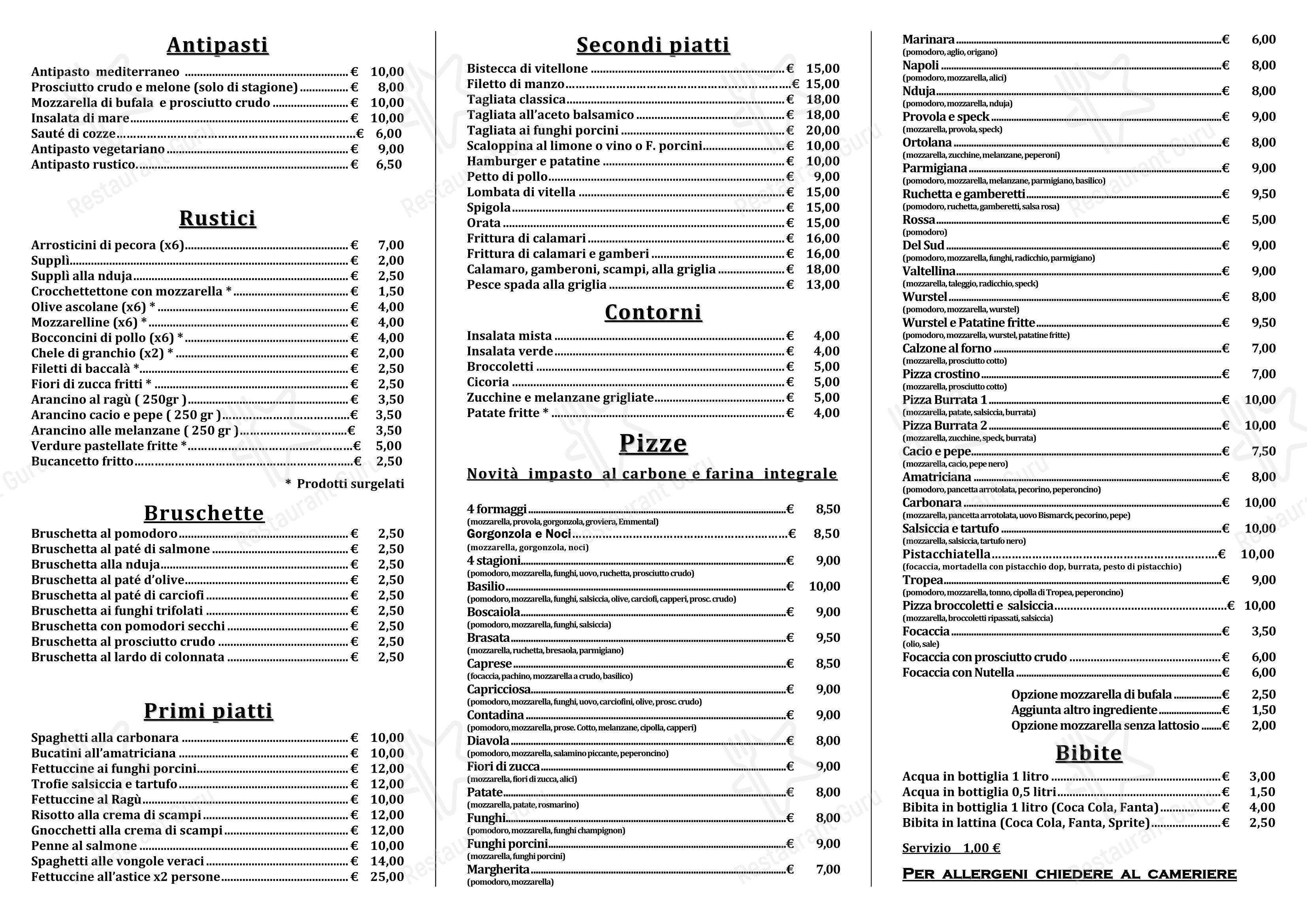 Меню ресторана Ristorante Pizzeria da Basilio - Меню напитков