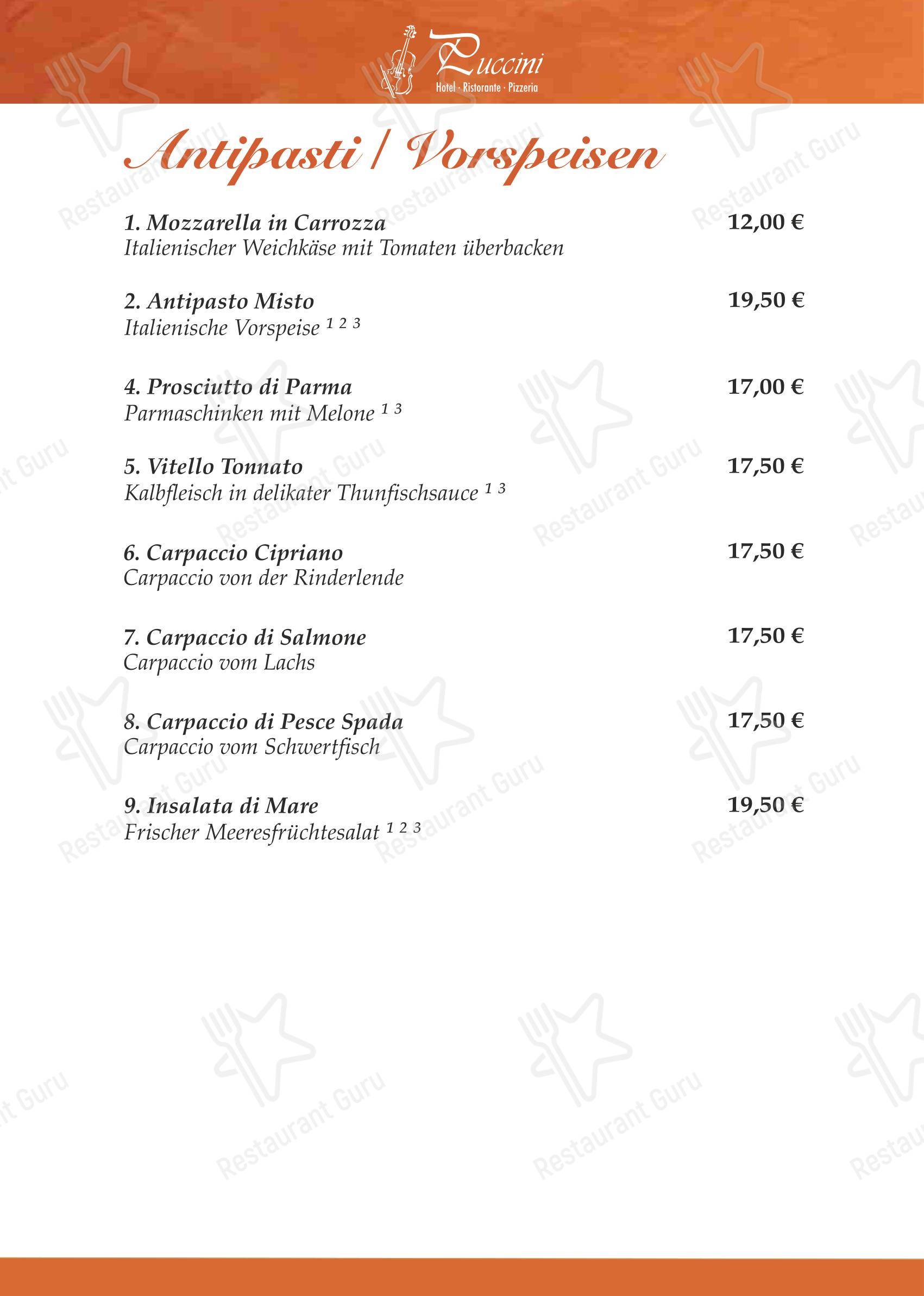 Ristorante & Hotel Puccini Rastatt в Раштатте - Меню