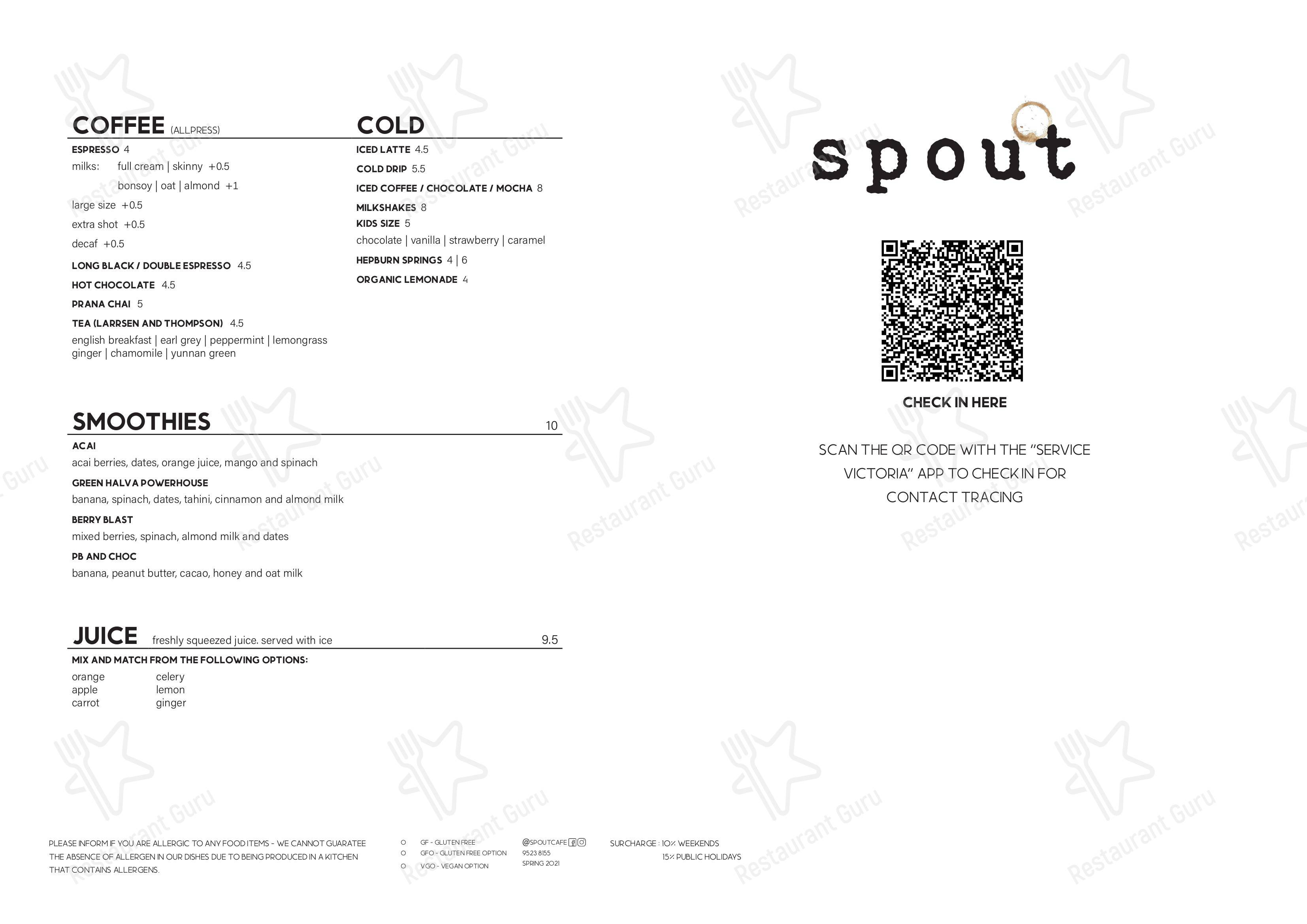 Spout Cafe в Рипонлее - Меню