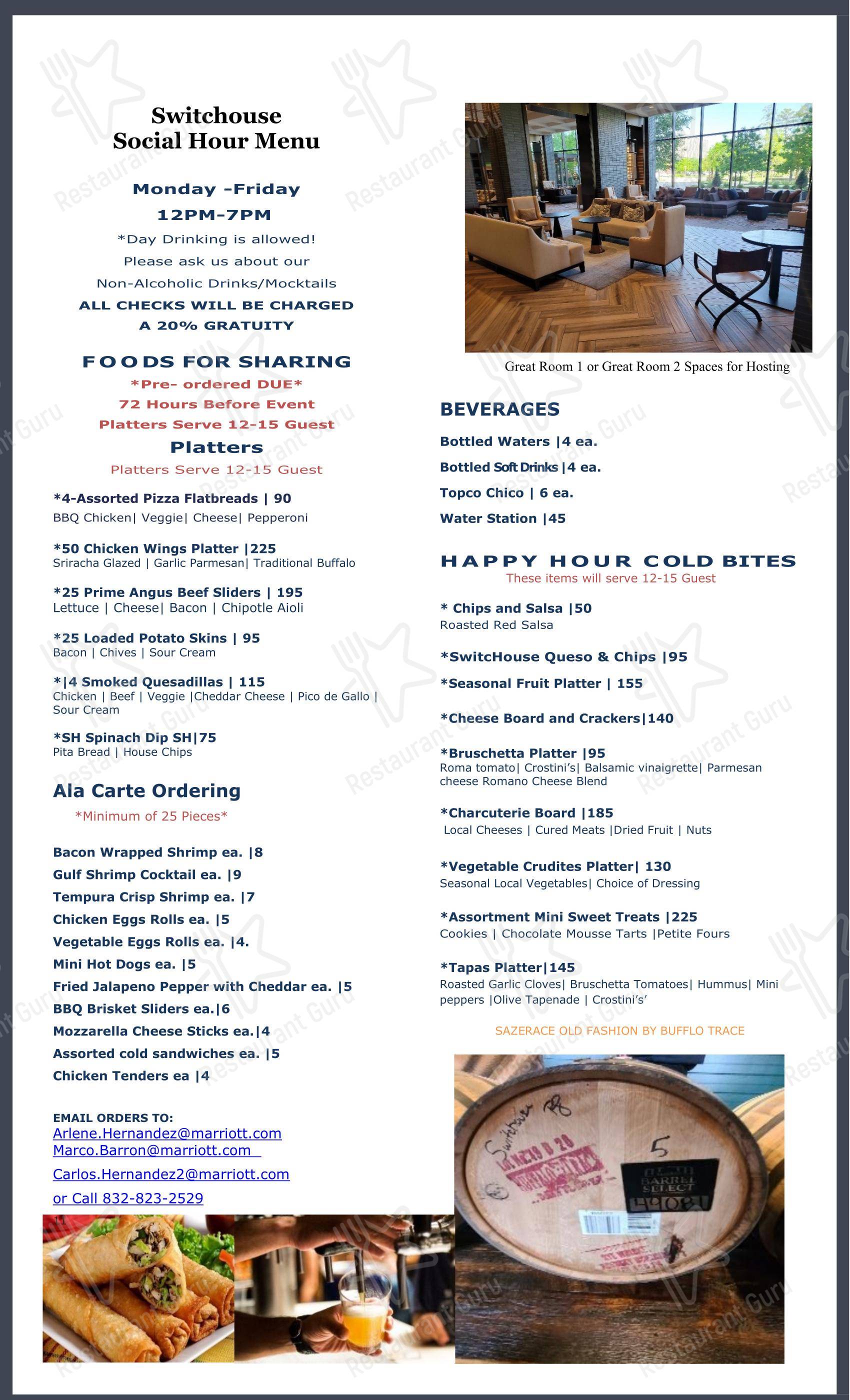 Takeaway Menu паба и бара SwitcHouse
