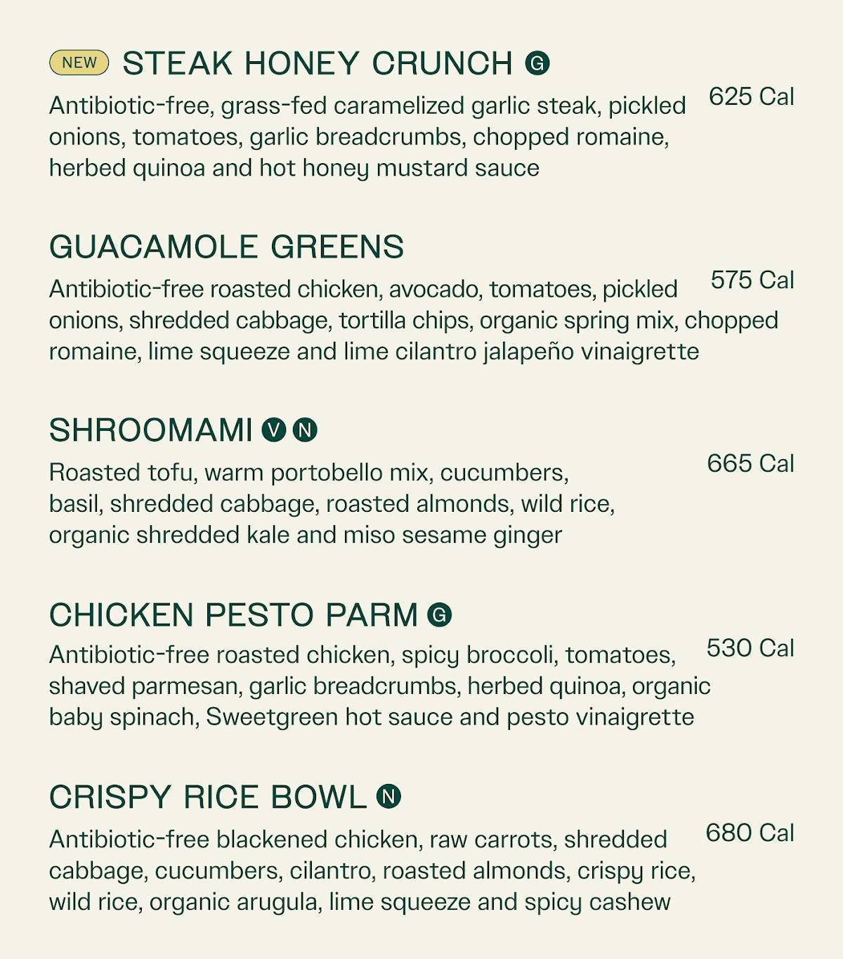sweetgreen - Healthy Salads, Wraps, and Bowls меню