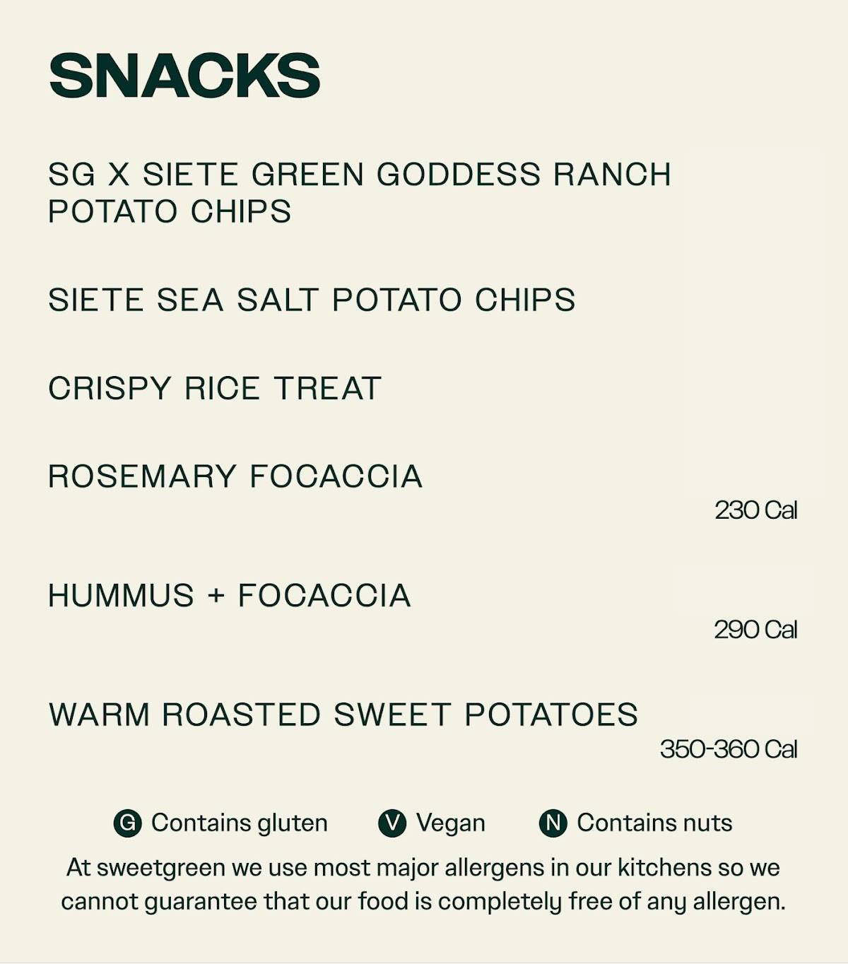 sweetgreen - Healthy Salads, Wraps, and Bowls меню